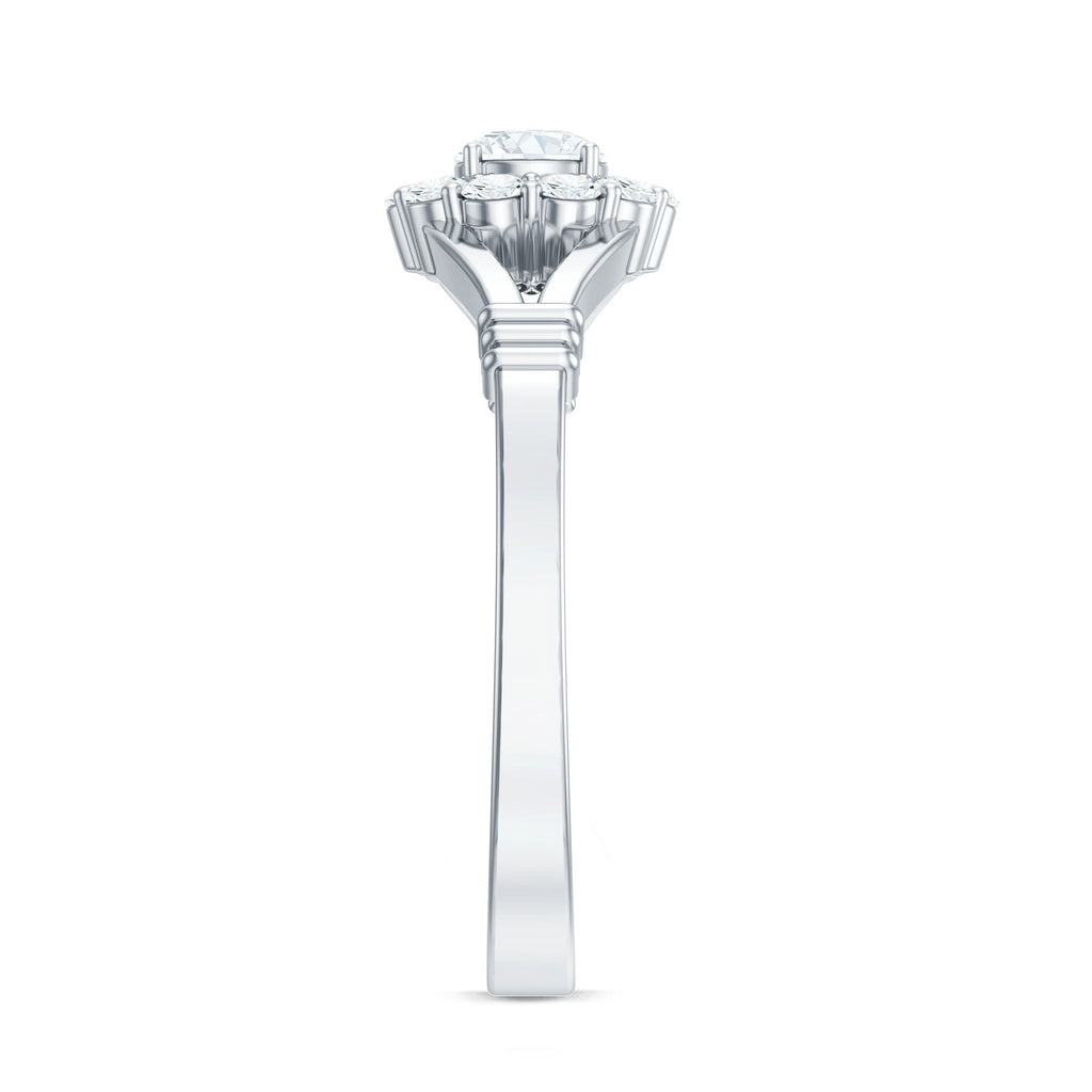 Natural Diamond Halo Engagement Ring with Split Shank