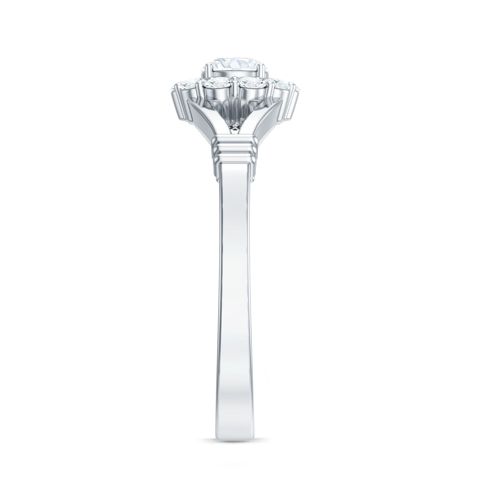 Natural Diamond Halo Engagement Ring with Split Shank
