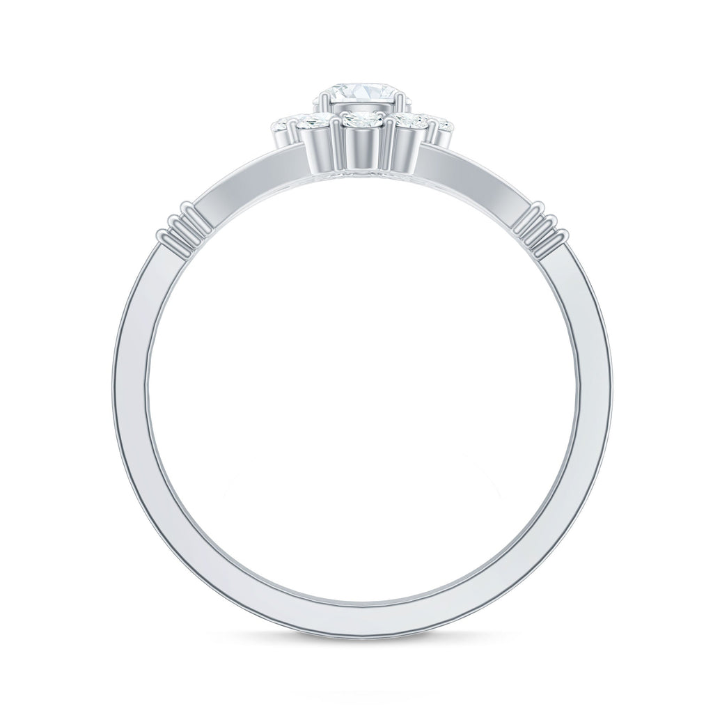 Natural Diamond Halo Engagement Ring with Split Shank