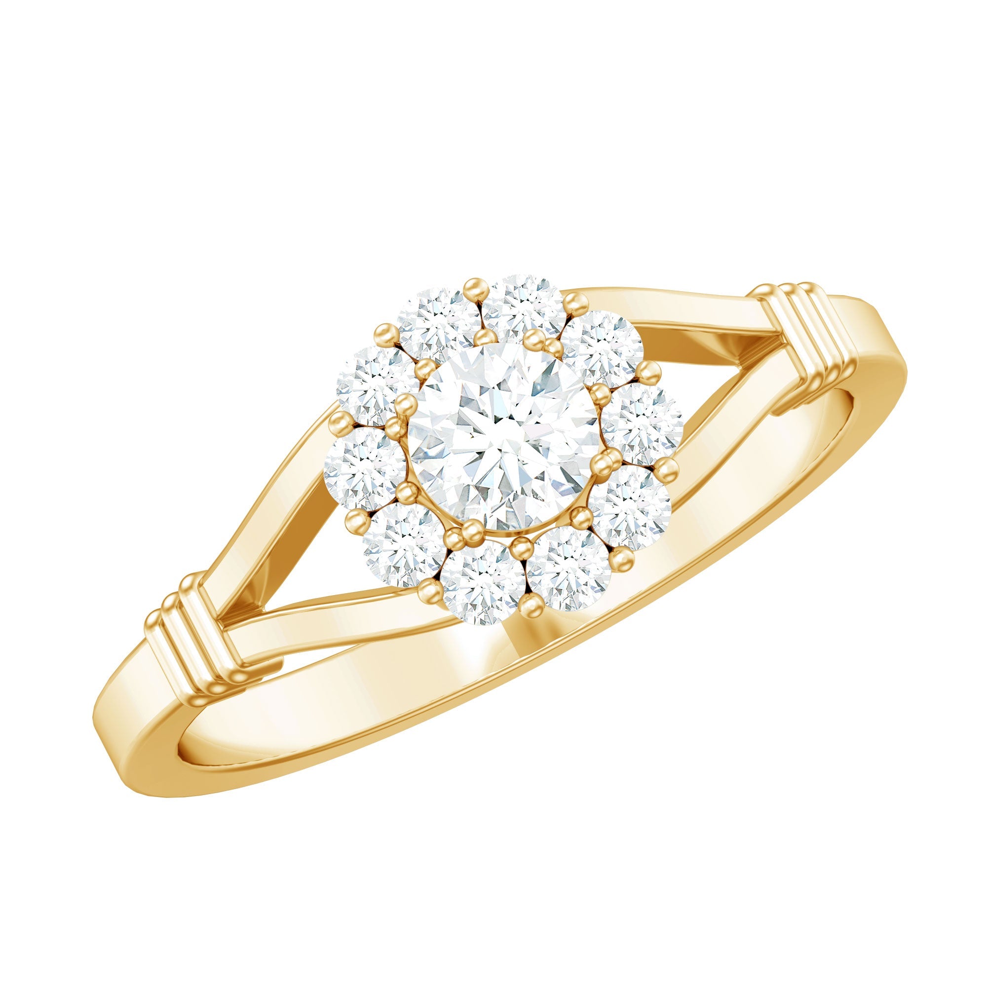 Natural Diamond Halo Engagement Ring with Split Shank | Rings | Wiccan Center