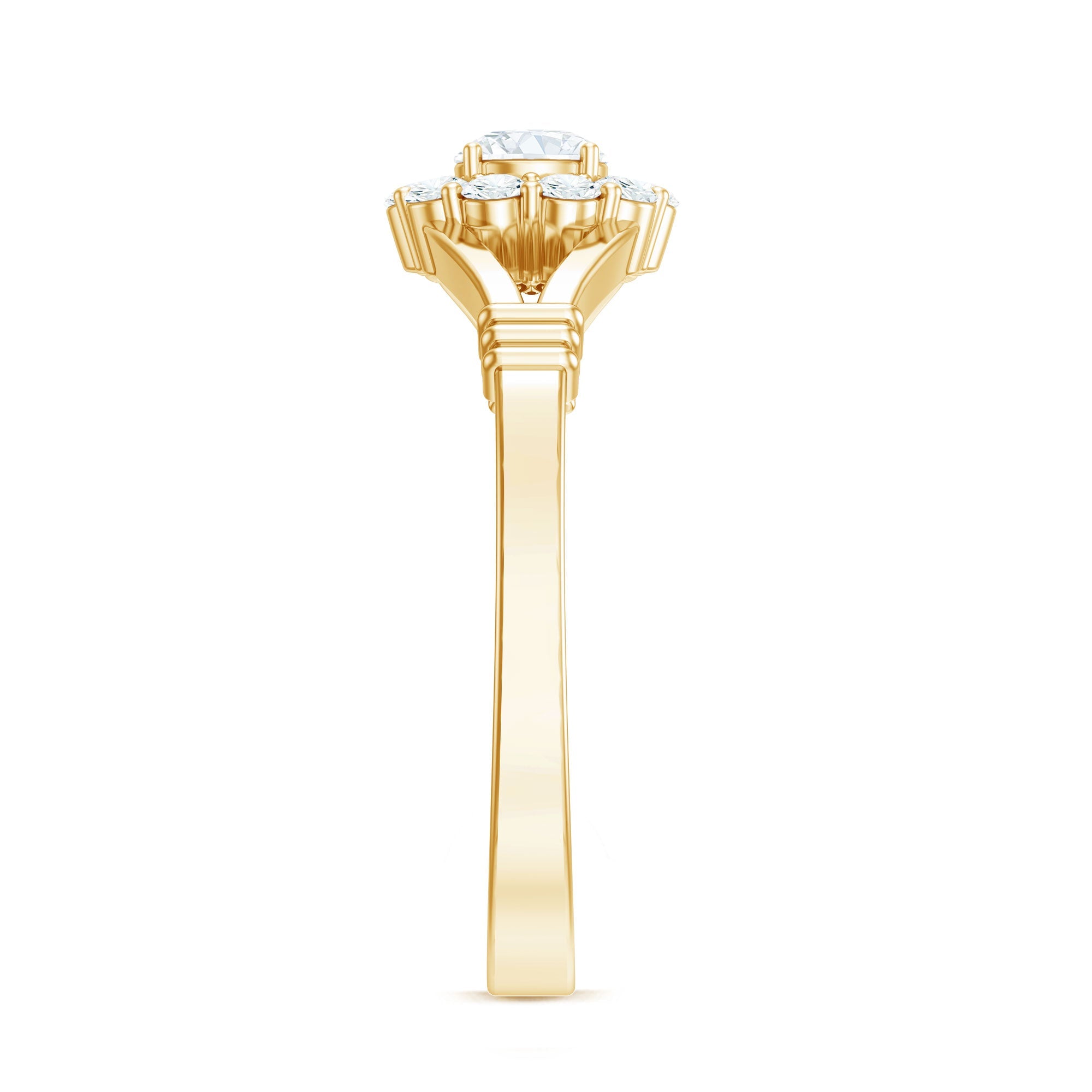 Natural Diamond Halo Engagement Ring with Split Shank