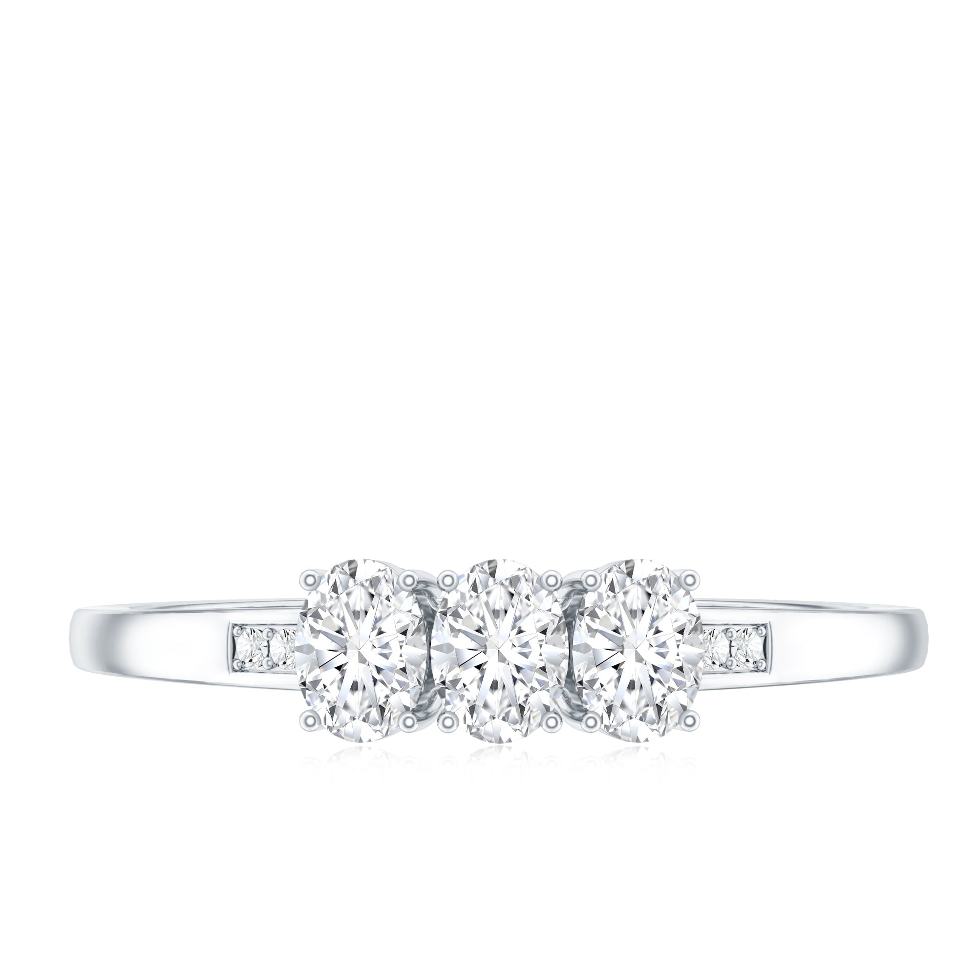 Lab Grown Oval Diamond 3 Stone Engagement Ring