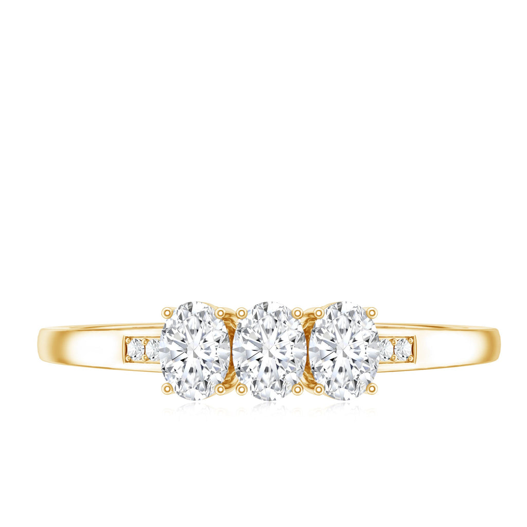 Lab Grown Oval Diamond 3 Stone Engagement Ring