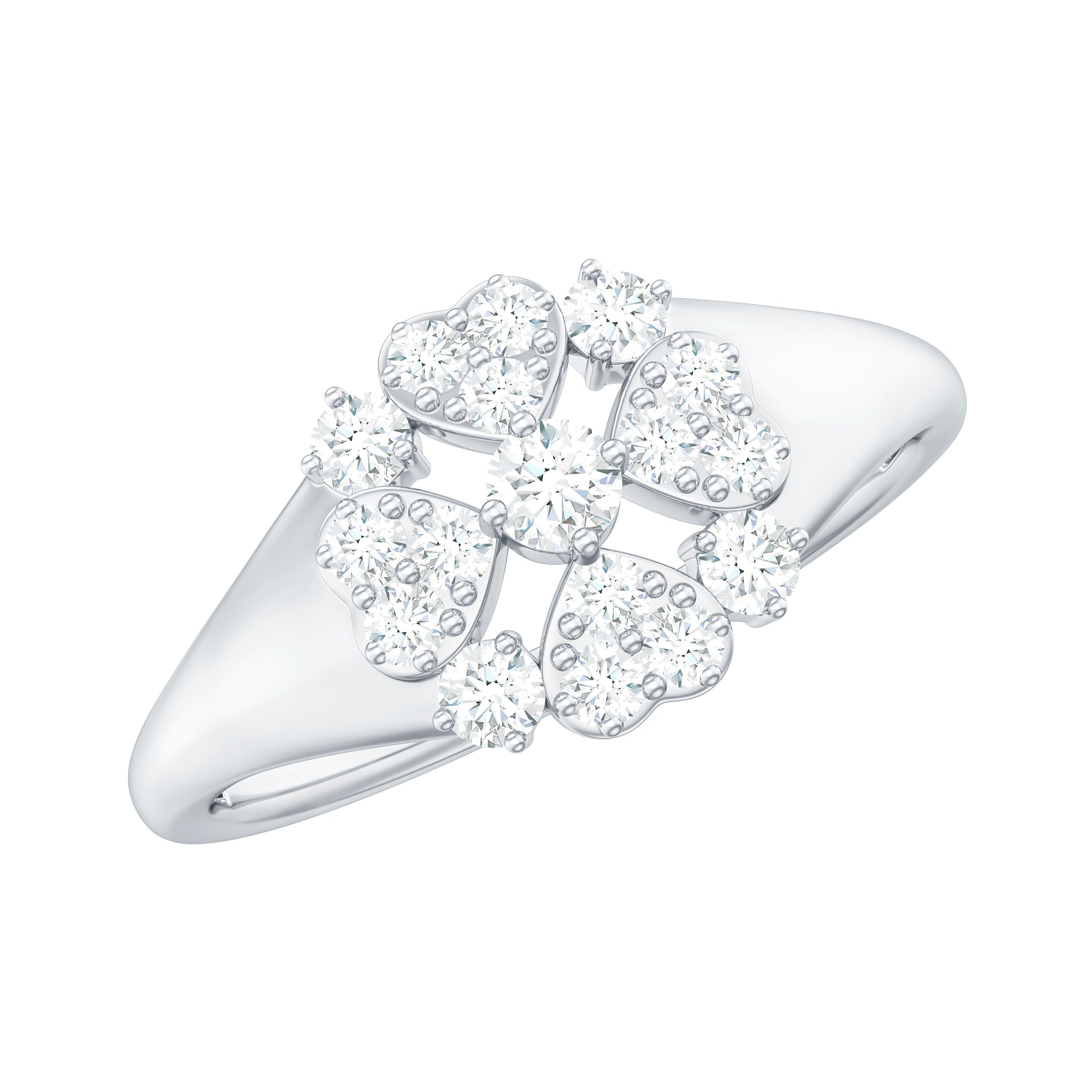 Natural Diamond Flower Engagement Ring in Illusion Set