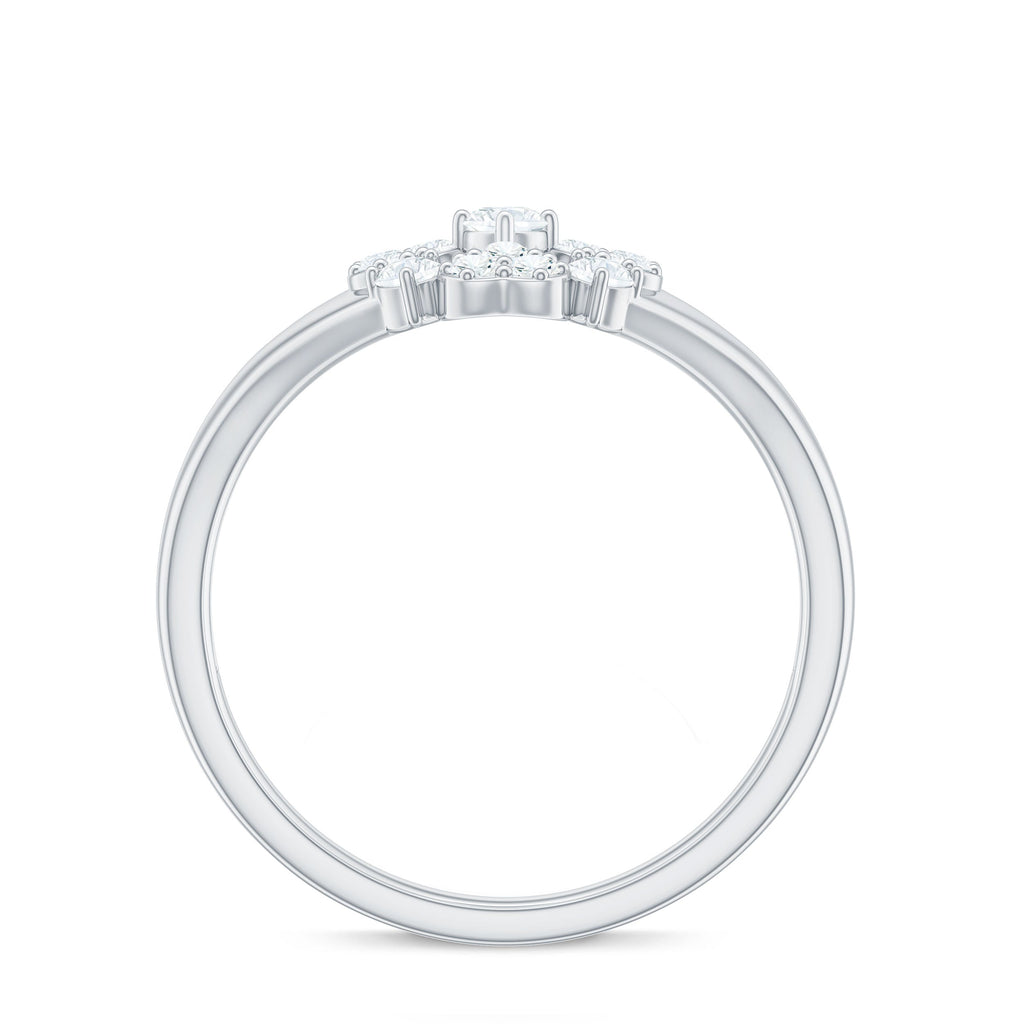 Natural Diamond Flower Engagement Ring in Illusion Set