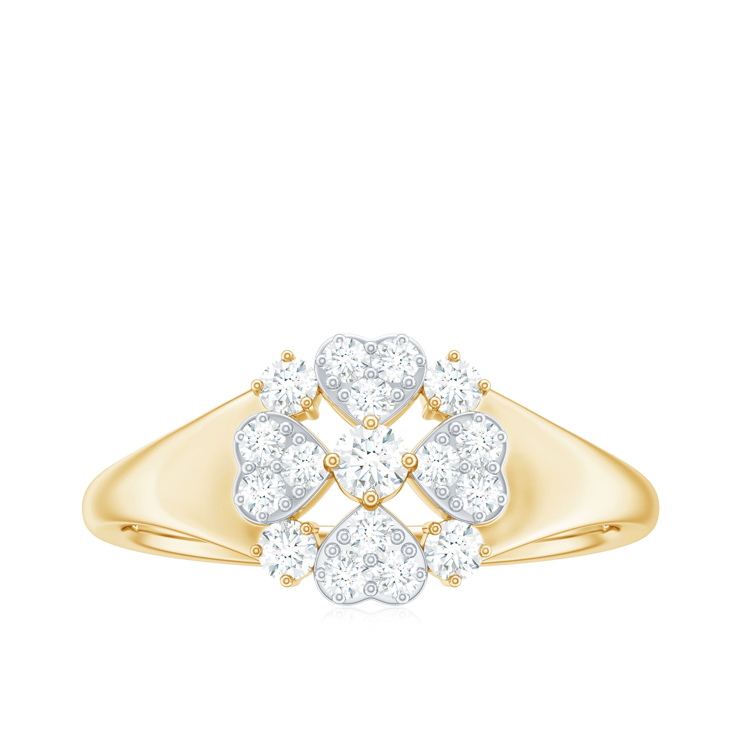 Natural Diamond Flower Engagement Ring in Illusion Set