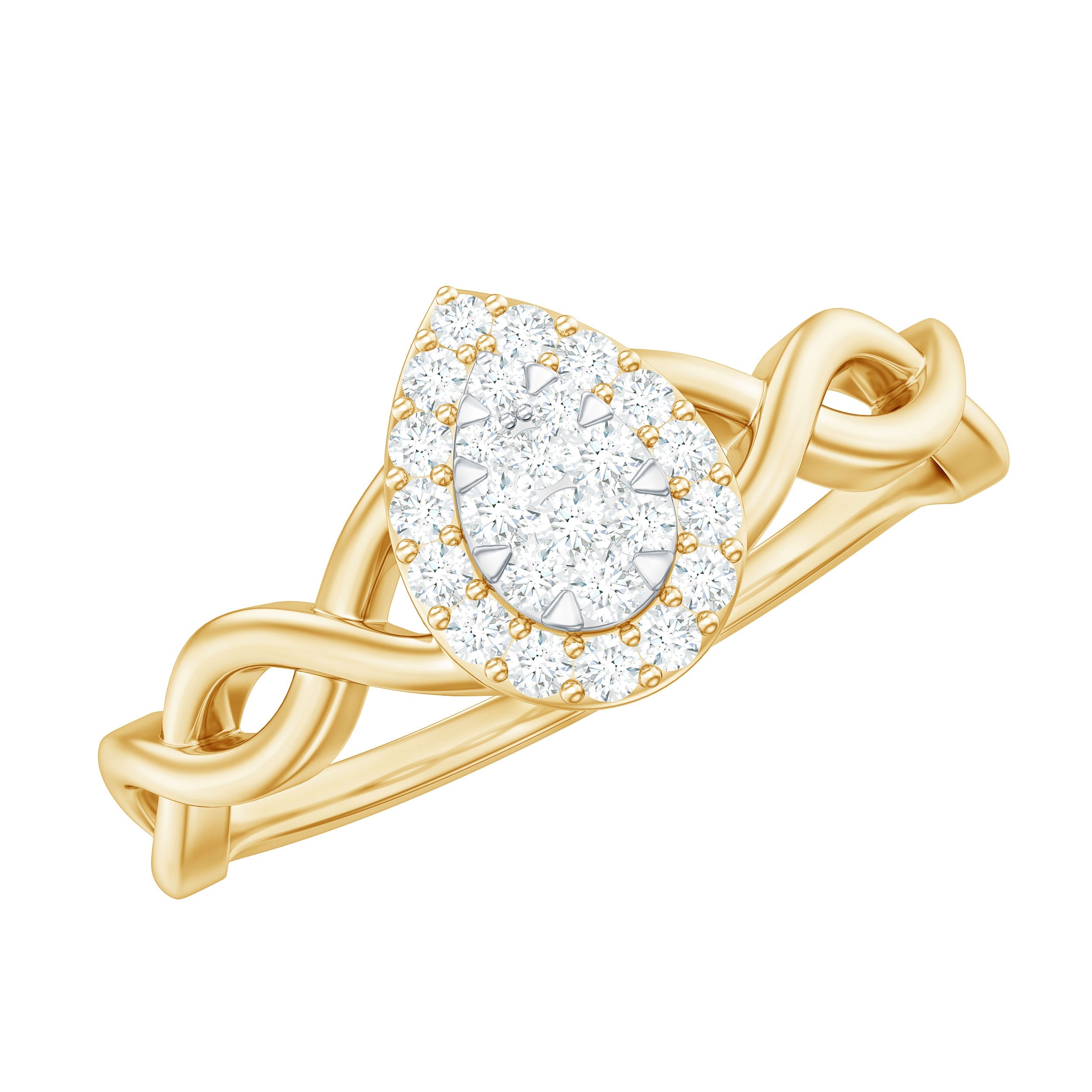 Illusion Set Round Diamond Crossover Engagement Ring | Rings | Wiccan Center