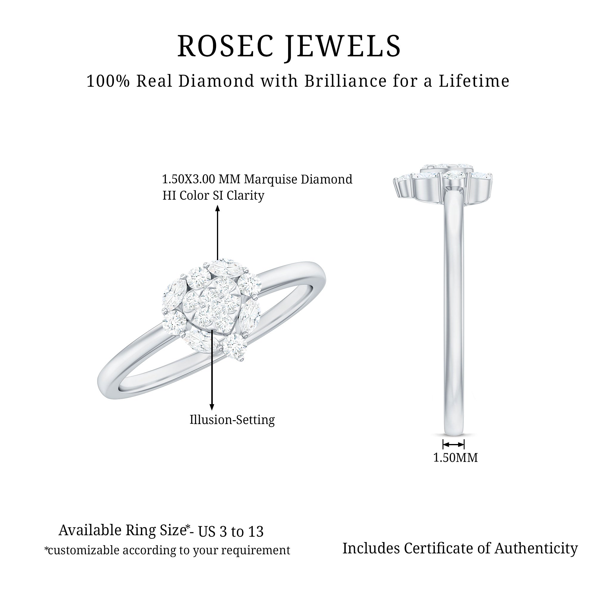 Minimal Diamond Heart Promise Ring for Valentines Day