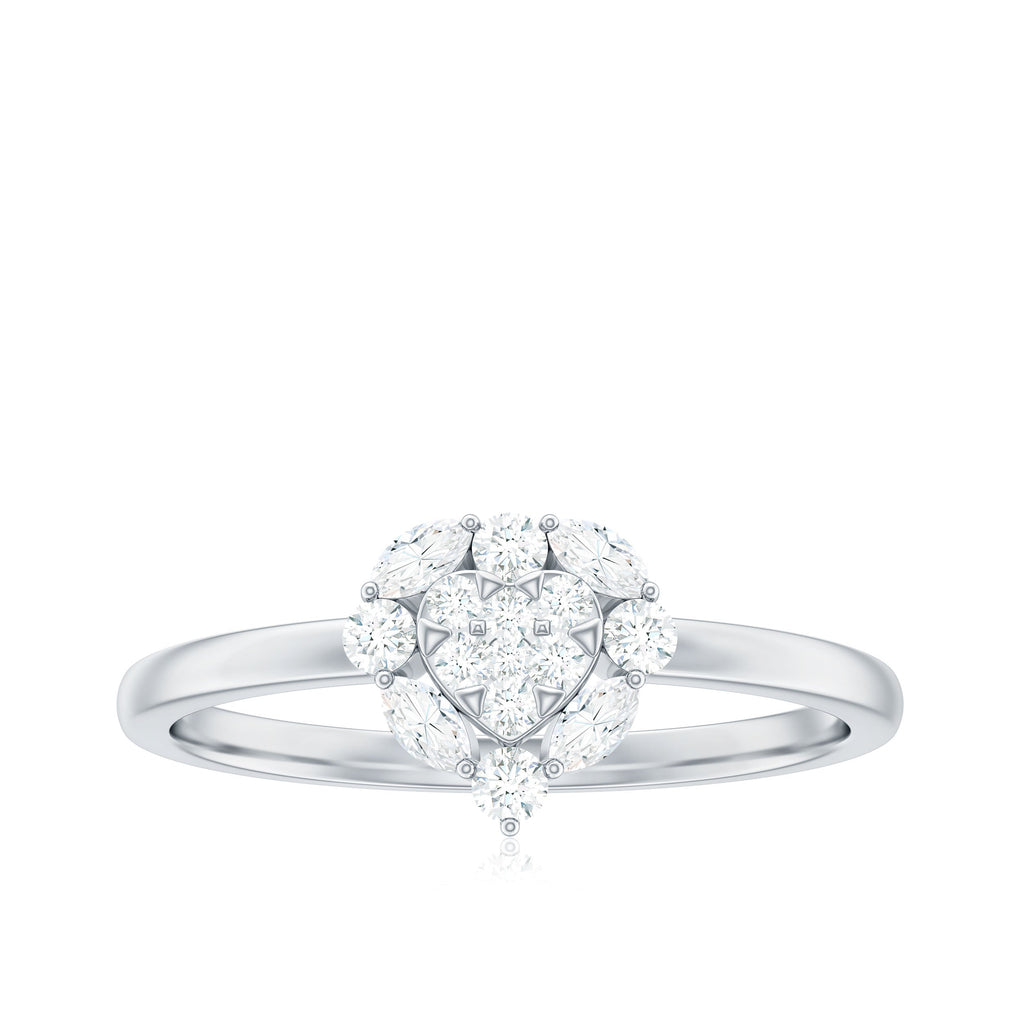 Minimal Diamond Heart Promise Ring for Valentines Day