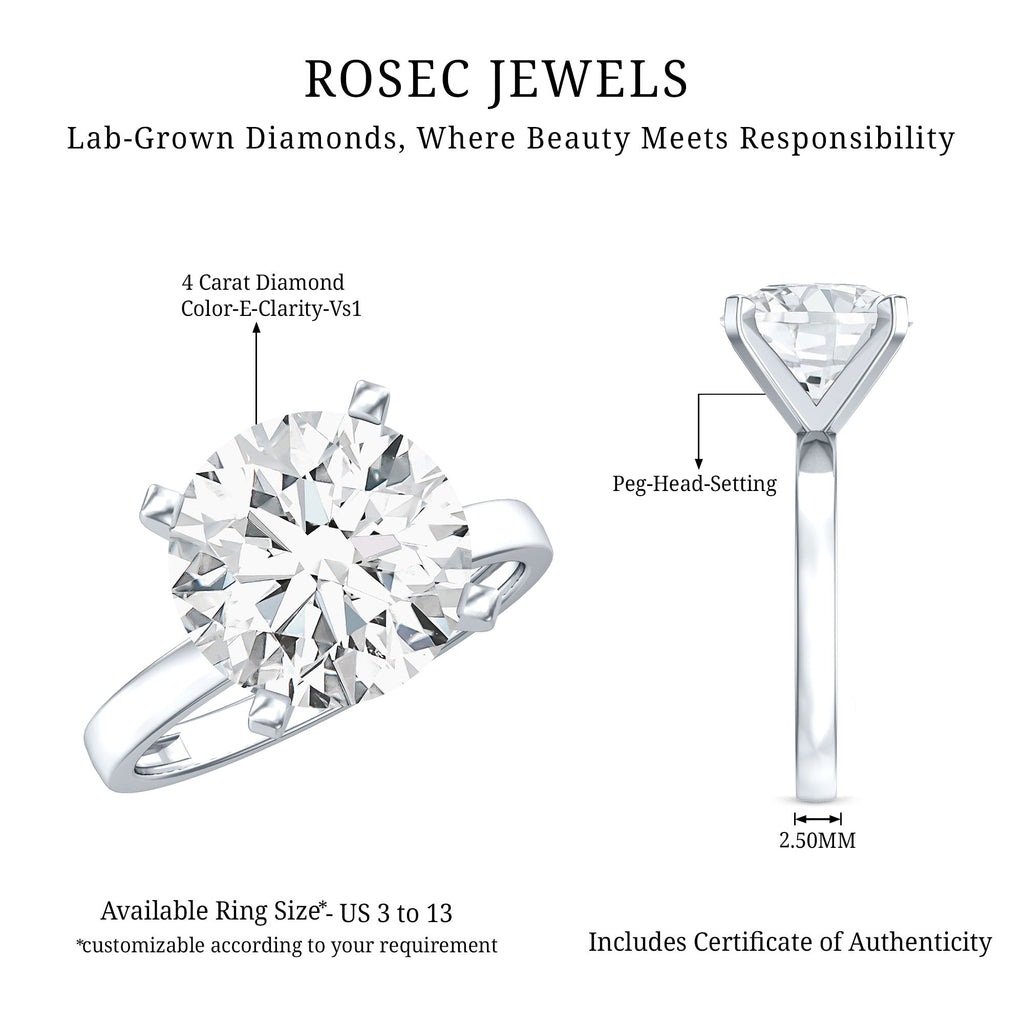 4 CT IGI Certified Lab Diamond Timeless Engagement Ring
