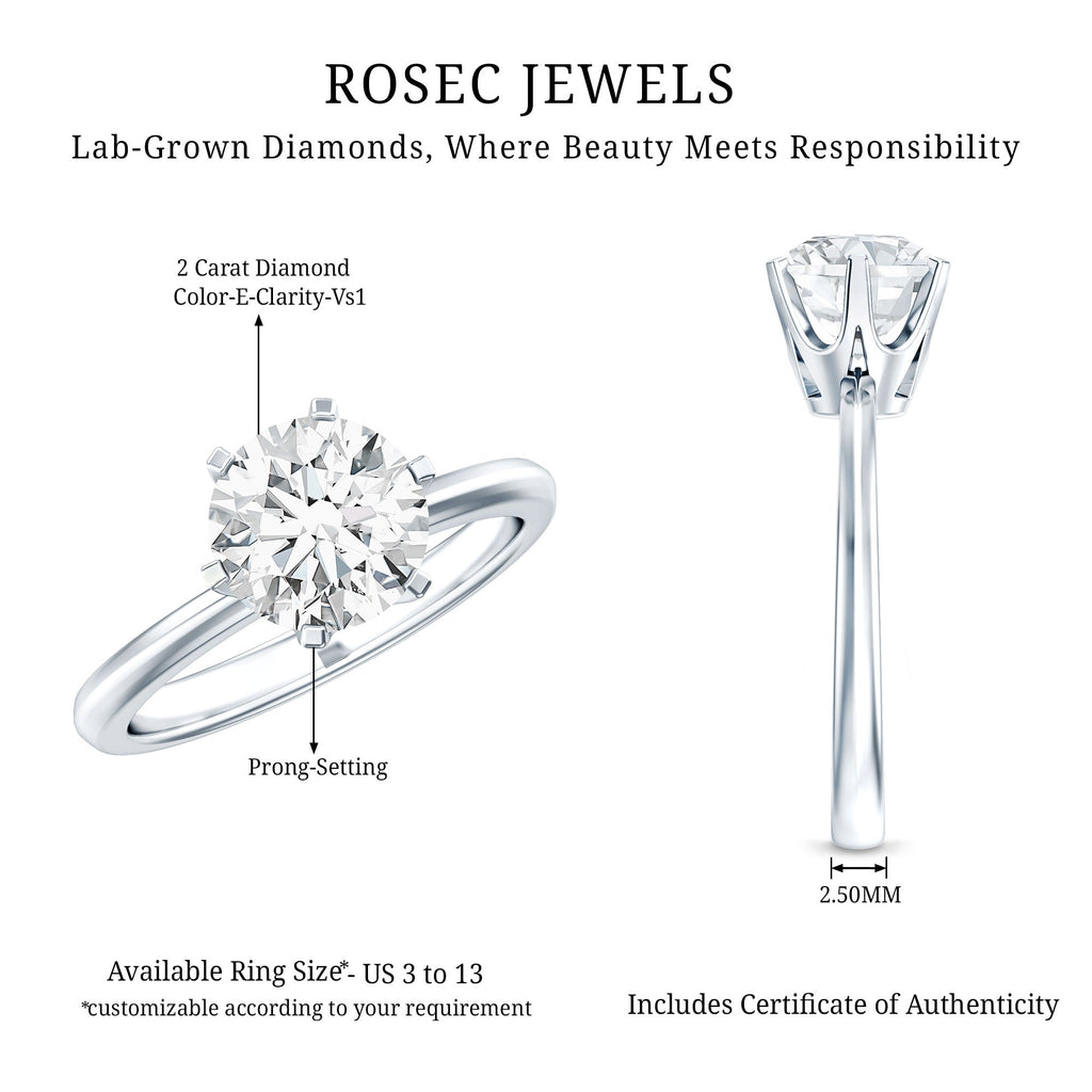 IGI Certified Lab Grown Diamond 2 CT Engagement Ring for Women