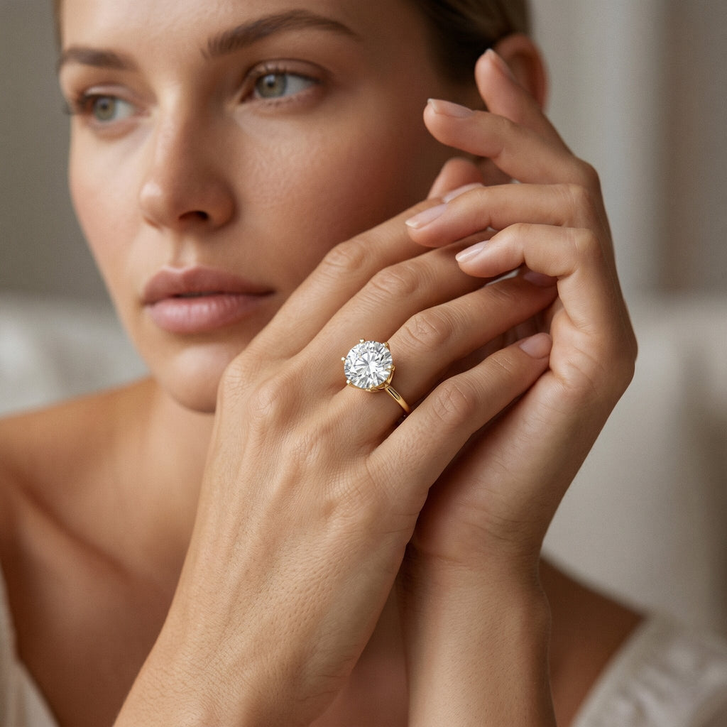 4 Carat Lab Created Diamond Solitaire Engagement Ring with IGI Certificate