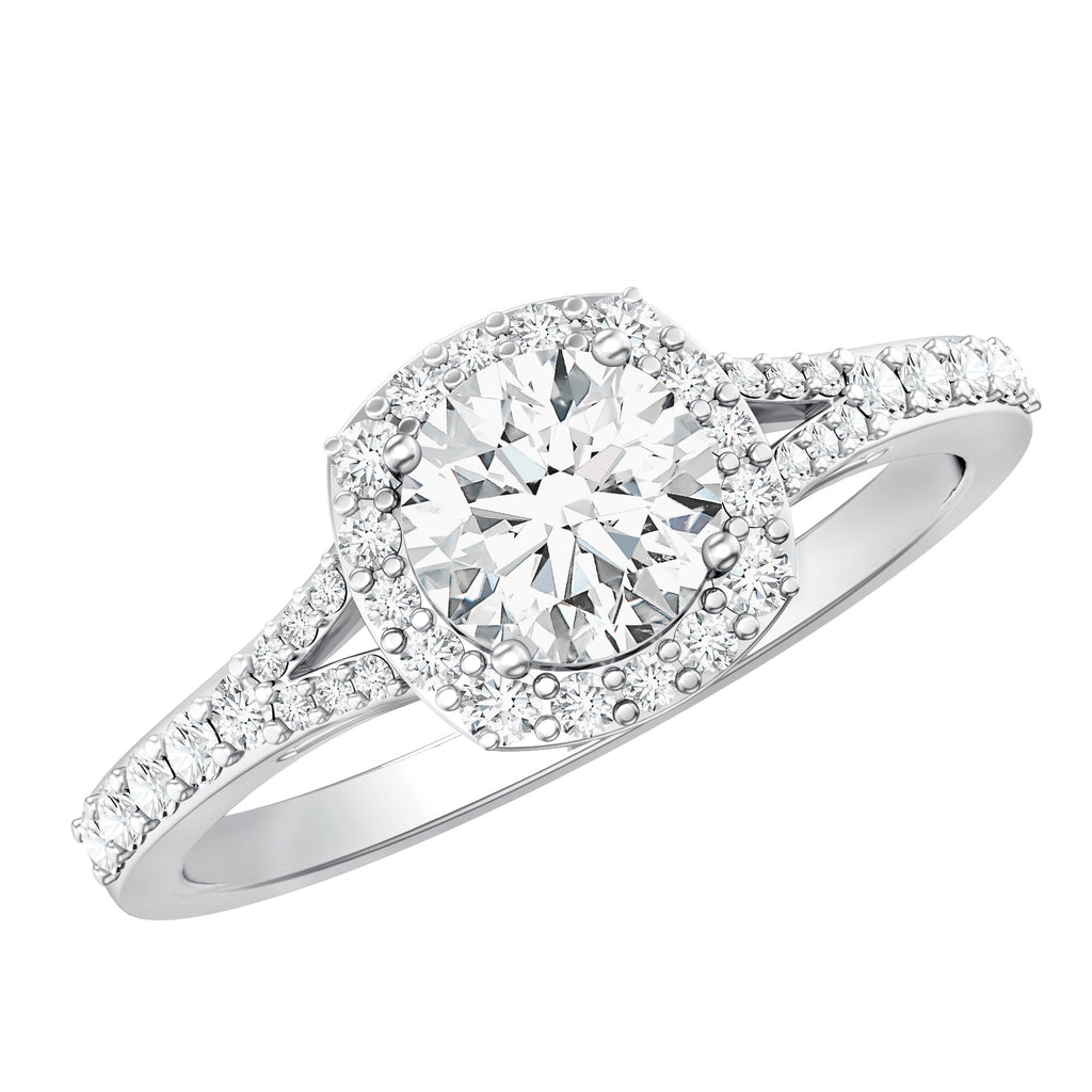 IGI Certified 1 Carat Lab Grown Diamond Halo Engagement Ring for Women