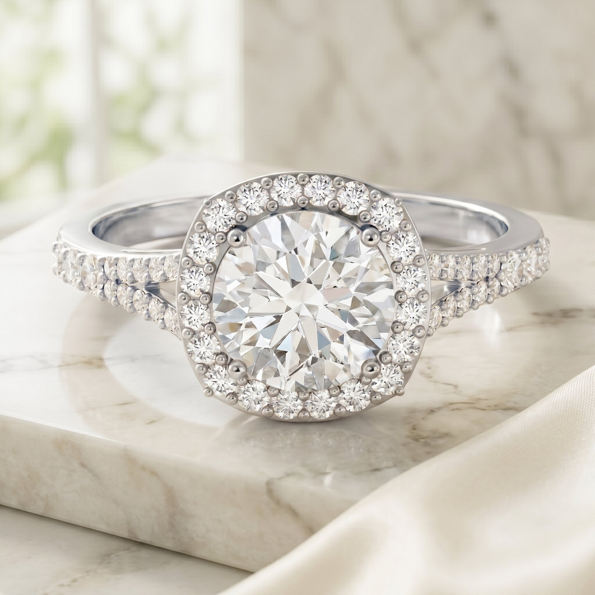 IGI Certified 2 Carat Round Lab Grown Diamond Statement Engagement Ring