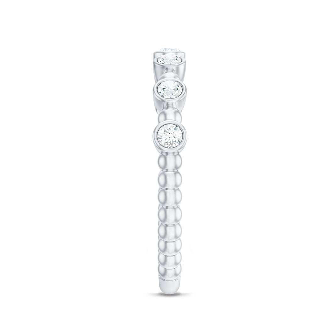 Real Diamond Stackable Eternity Ring with Beaded Details