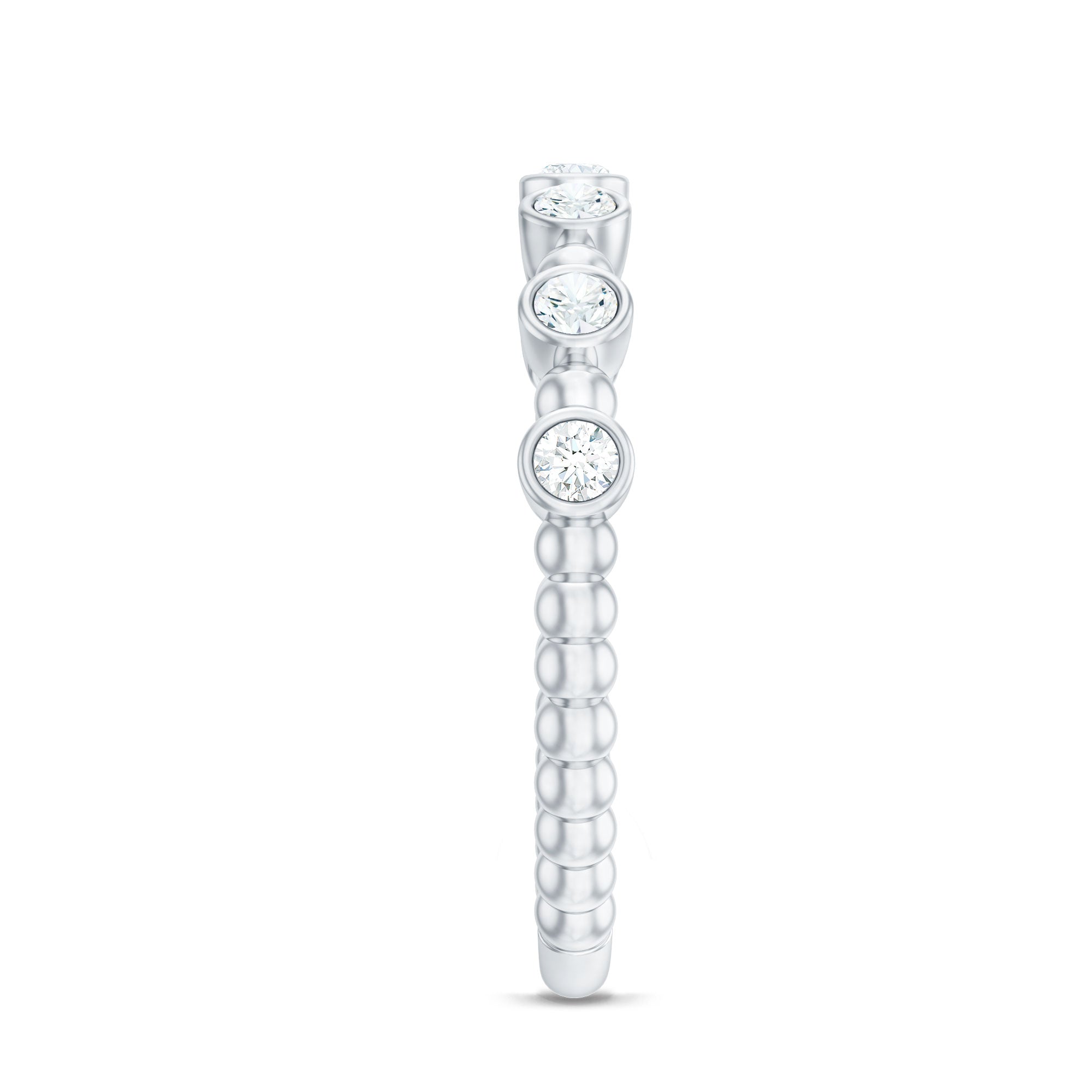 Real Diamond Stackable Eternity Ring with Beaded Details