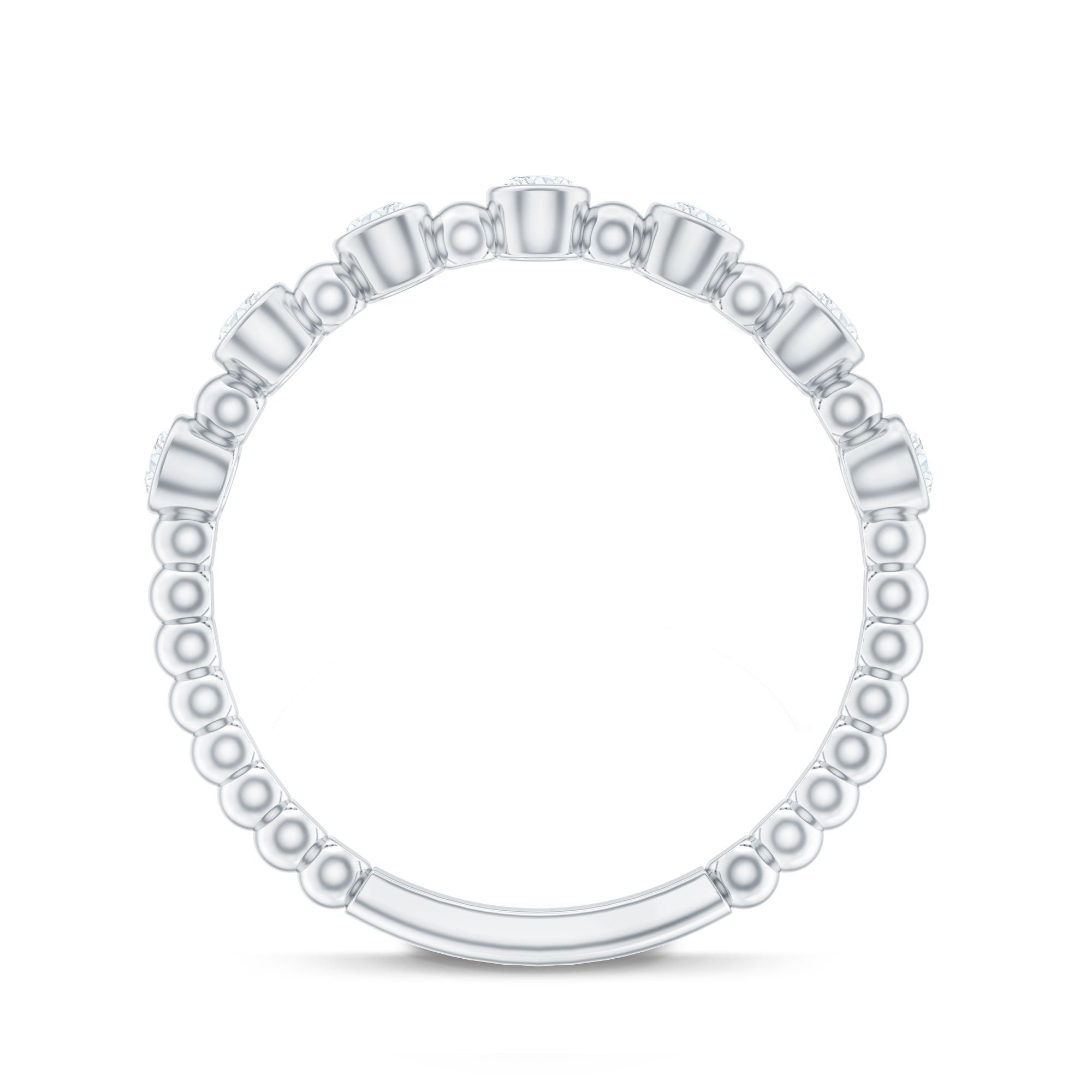 Real Diamond Stackable Eternity Ring with Beaded Details