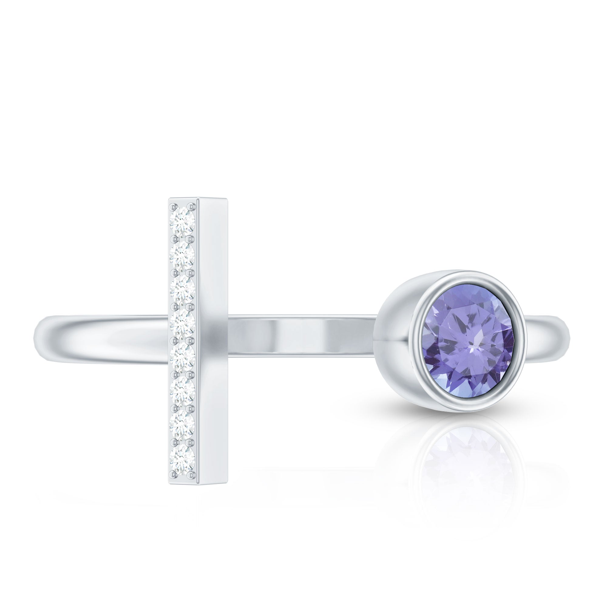 Contemporary Tanzanite Diamond Ring in Cuff Style