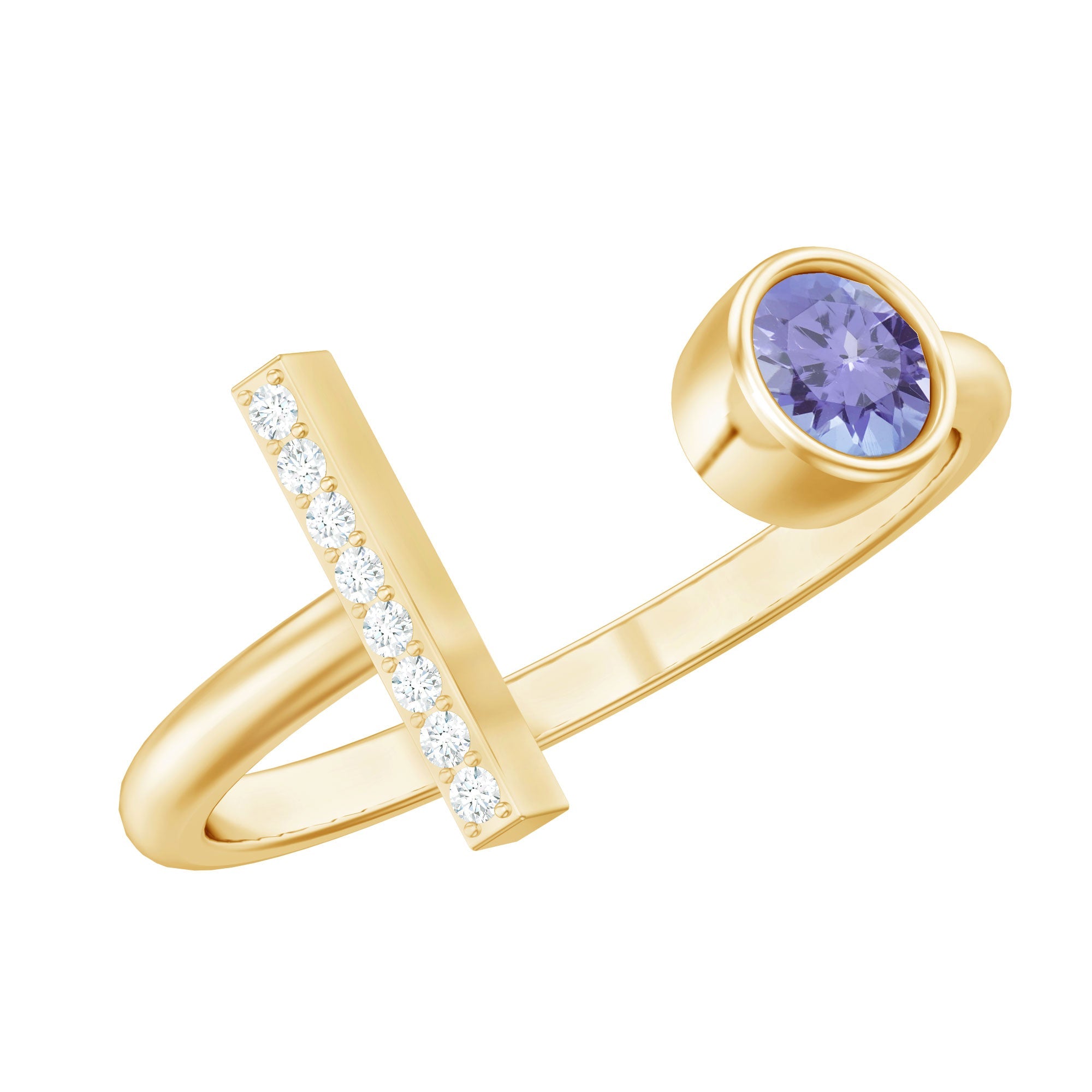 Contemporary Tanzanite Diamond Ring in Cuff Style | Rings | Wiccan Center