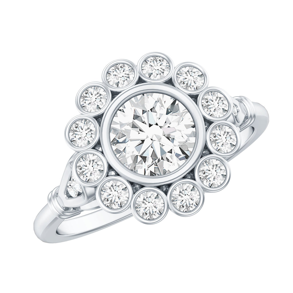 Certified Moissanite Bezel Set Engagement Ring