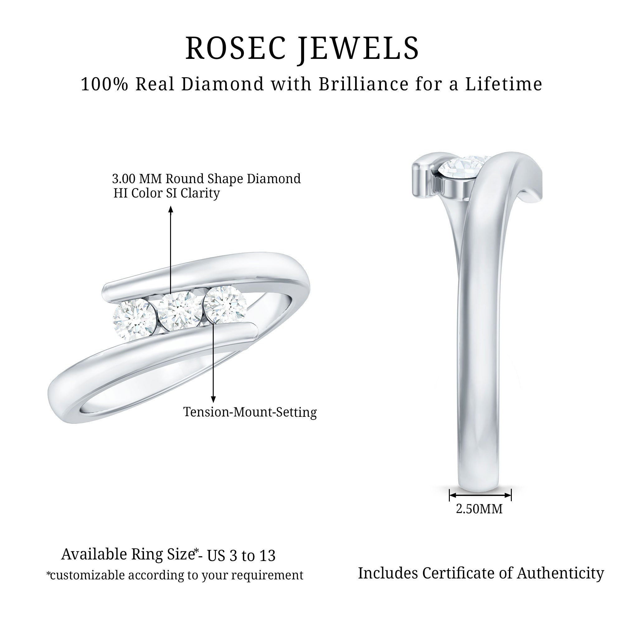 Certified Diamond Three Stone Promise Ring