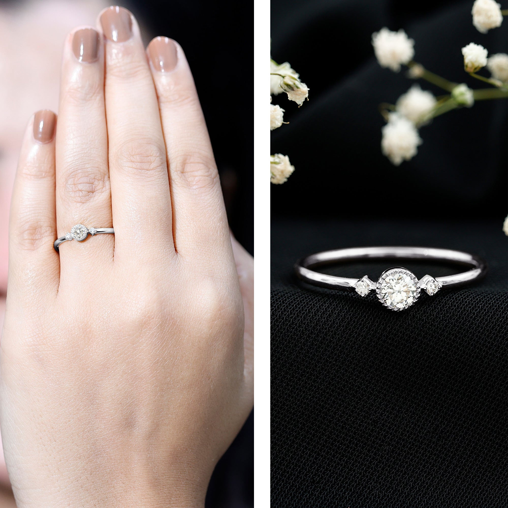 Minimal Diamond Promise Ring in Bezel Setting
