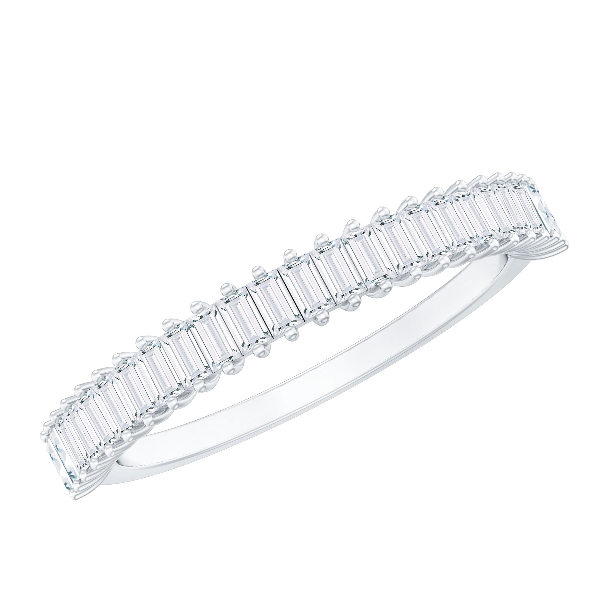 Natural Baguette Diamond Half Eternity Ring for Anniversary
