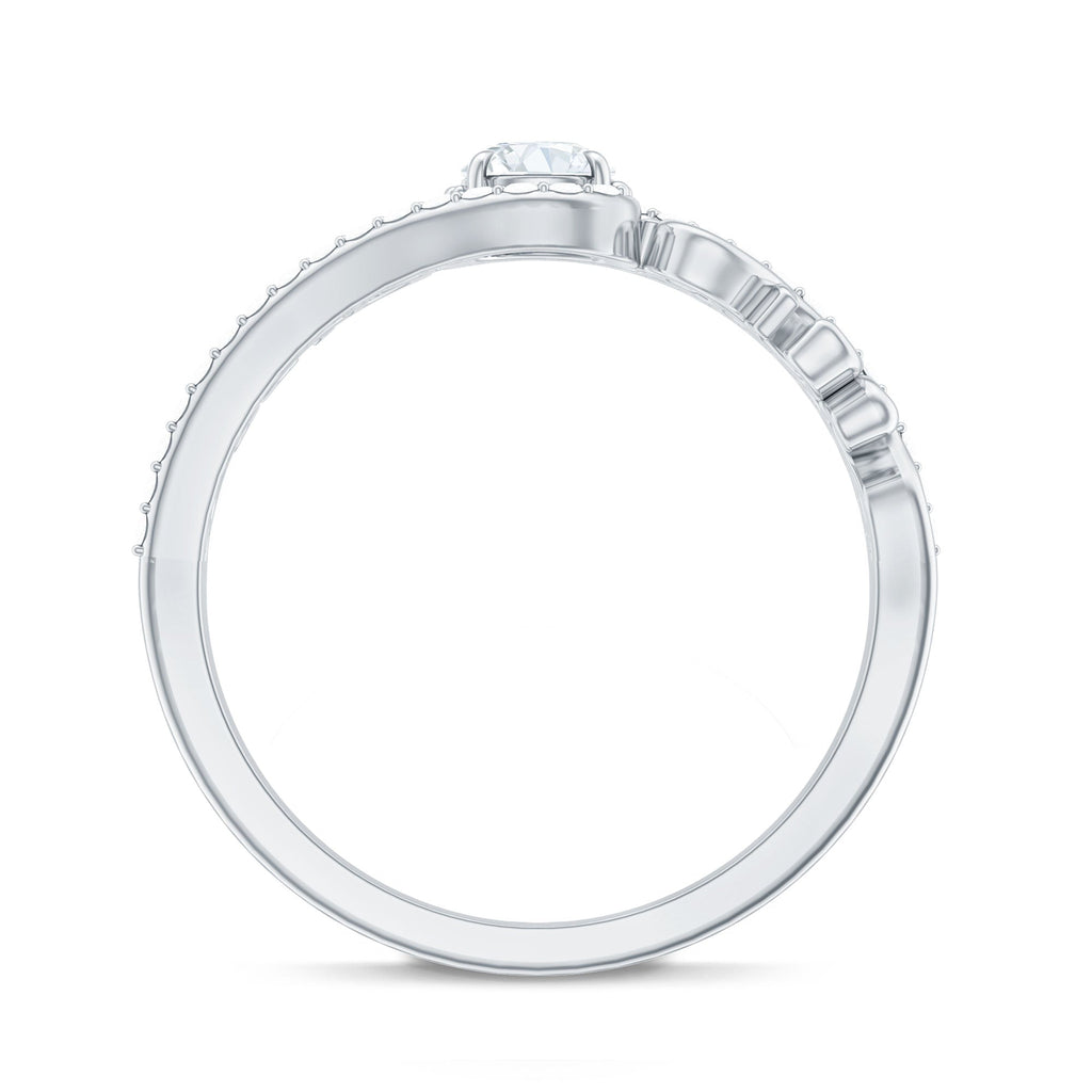 Vintage Style Diamond Engagement Ring with Bypass Shank