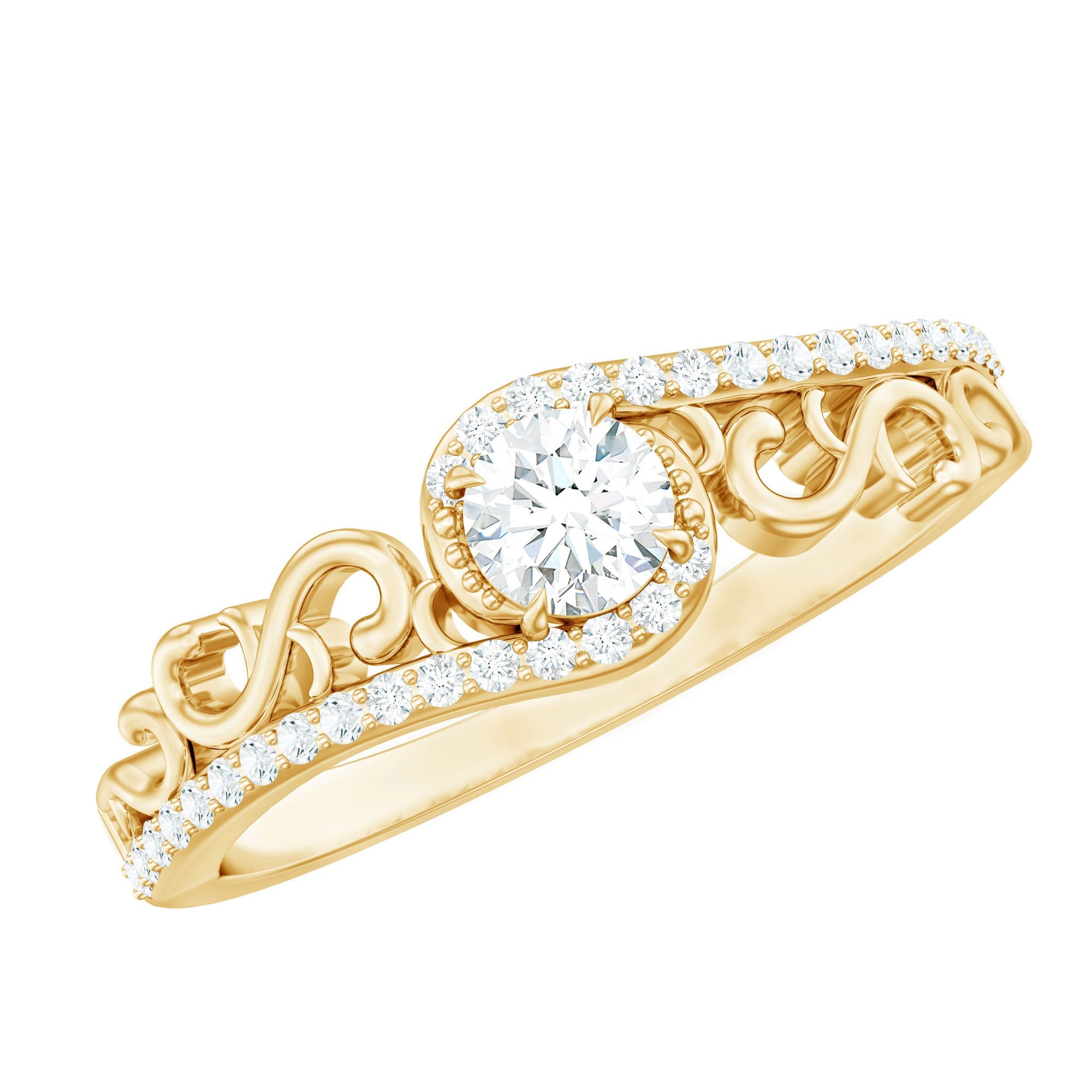 Vintage Style Diamond Engagement Ring with Bypass Shank | Rings | Wiccan Center