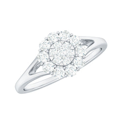 Certified Real Diamond Cluster Ring with Halo | Rings | Wiccan Center