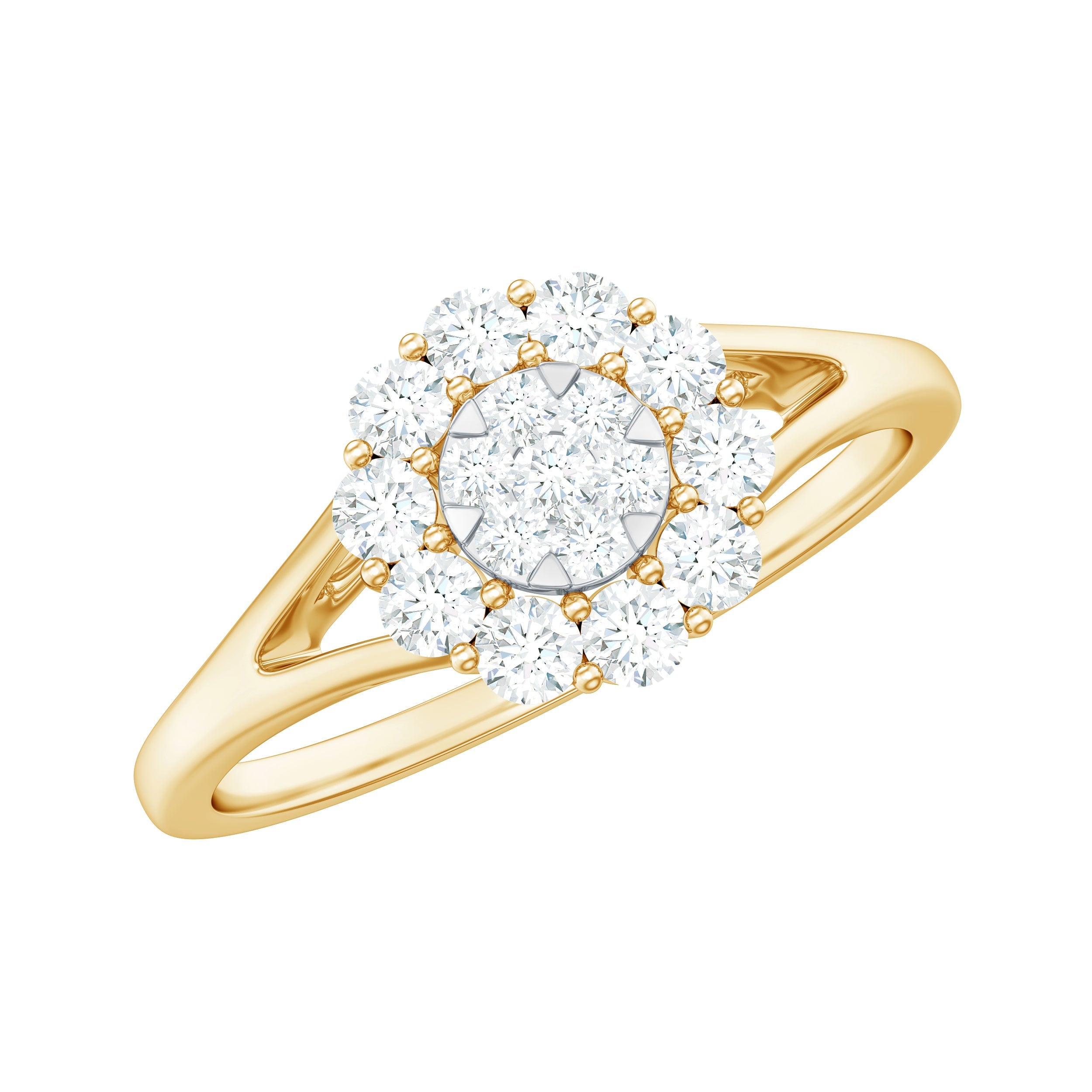 Certified Real Diamond Cluster Ring with Halo | Rings | Wiccan Center