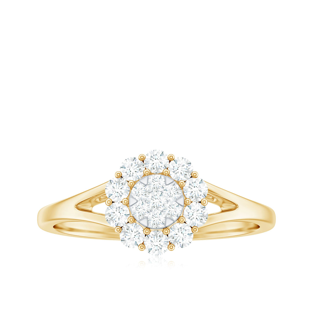 Certified Real Diamond Cluster Ring with Halo