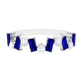 Genuine Baguette Blue Sapphire Half Eternity Ring with Diamond