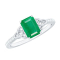 Natural 1.2 Carat Emerald Cut Emerald Diamond Engagement Ring with Celtic Knot