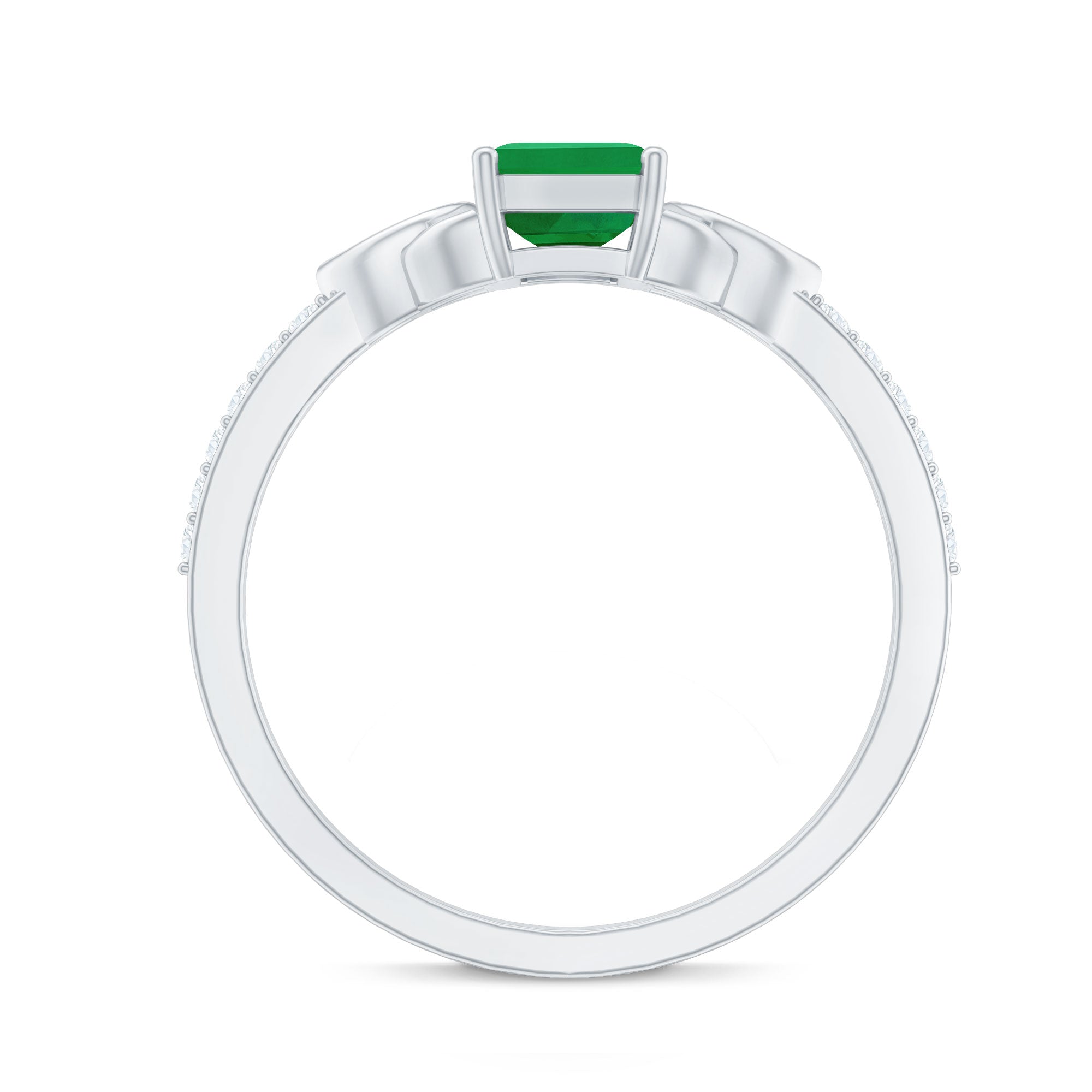 Natural 1.2 Carat Emerald Cut Emerald Diamond Engagement Ring with Celtic Knot