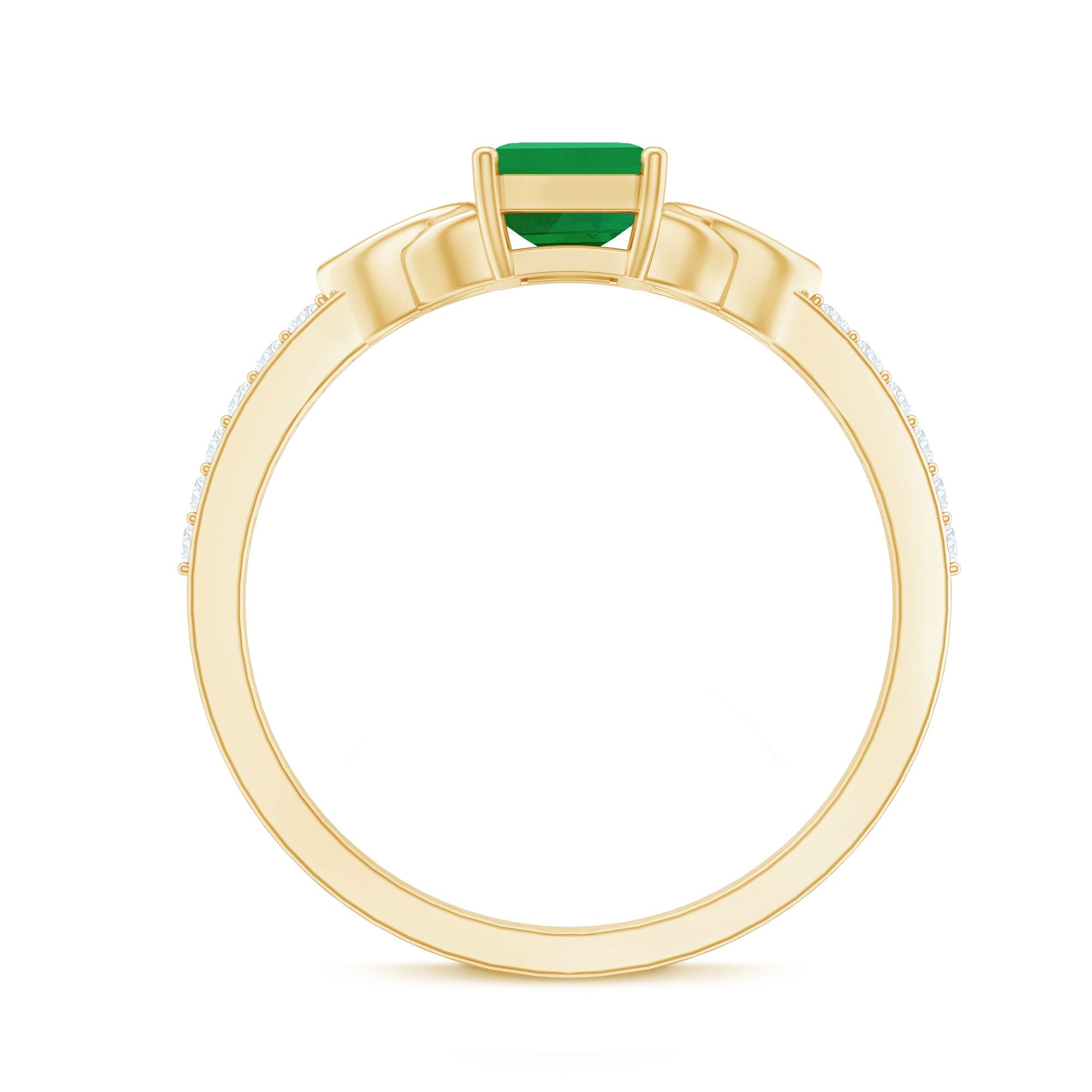 Natural 1.2 Carat Emerald Cut Emerald Diamond Engagement Ring with Celtic Knot