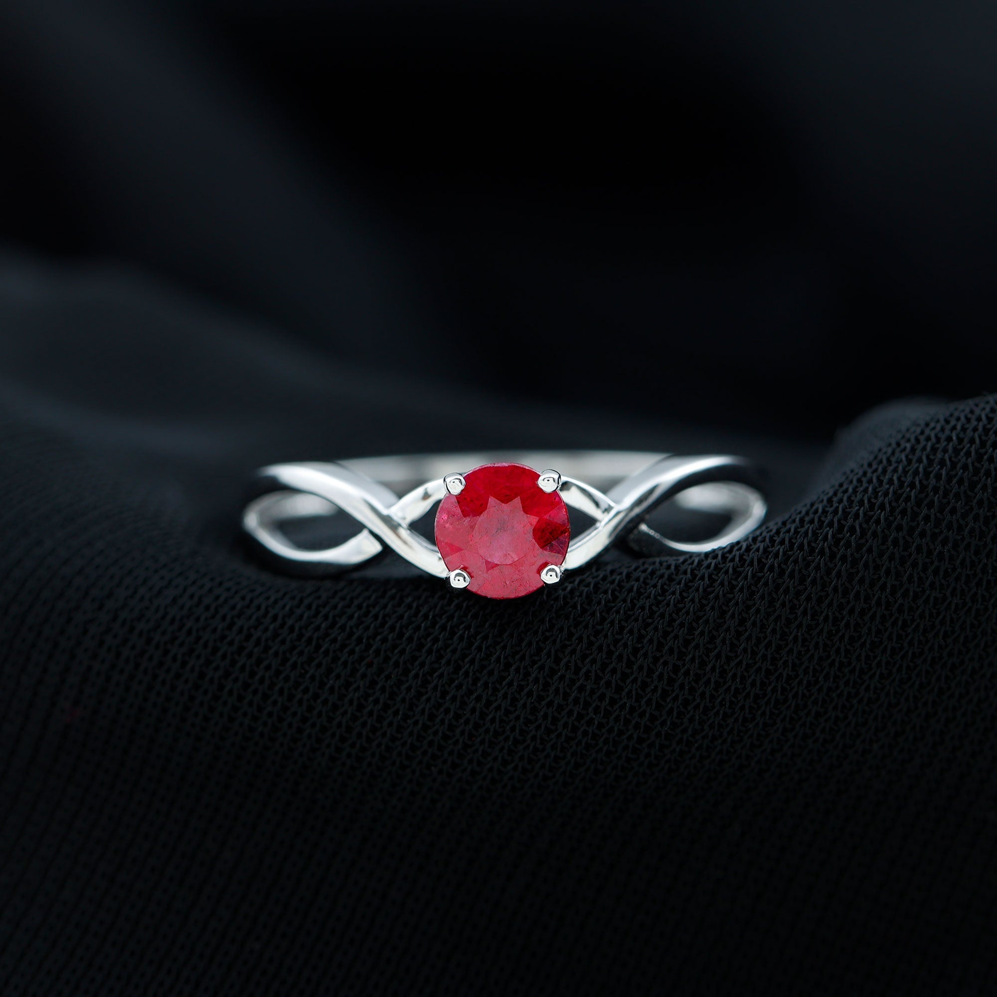 Natural 0.6 Carat Ruby Promise Ring with Crossover Shank