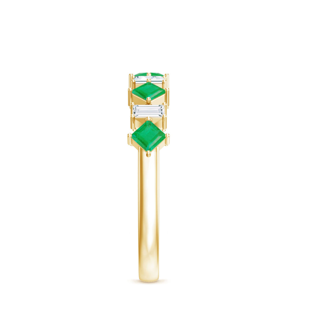 Certified Real Princess Cut Emerald Half Eternity Anniversary Ring