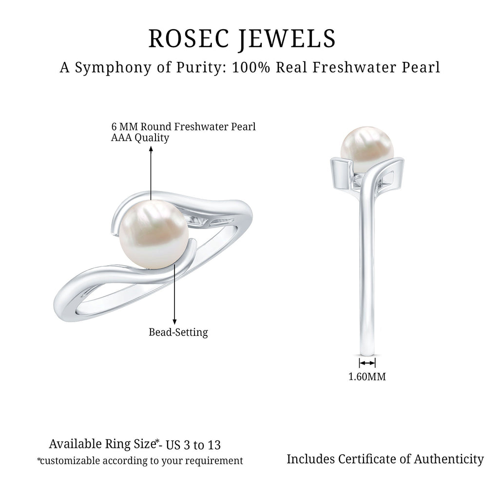 Cultured 2.2 Carat Freshwater Pearl Engagement Ring with Bypass Shank