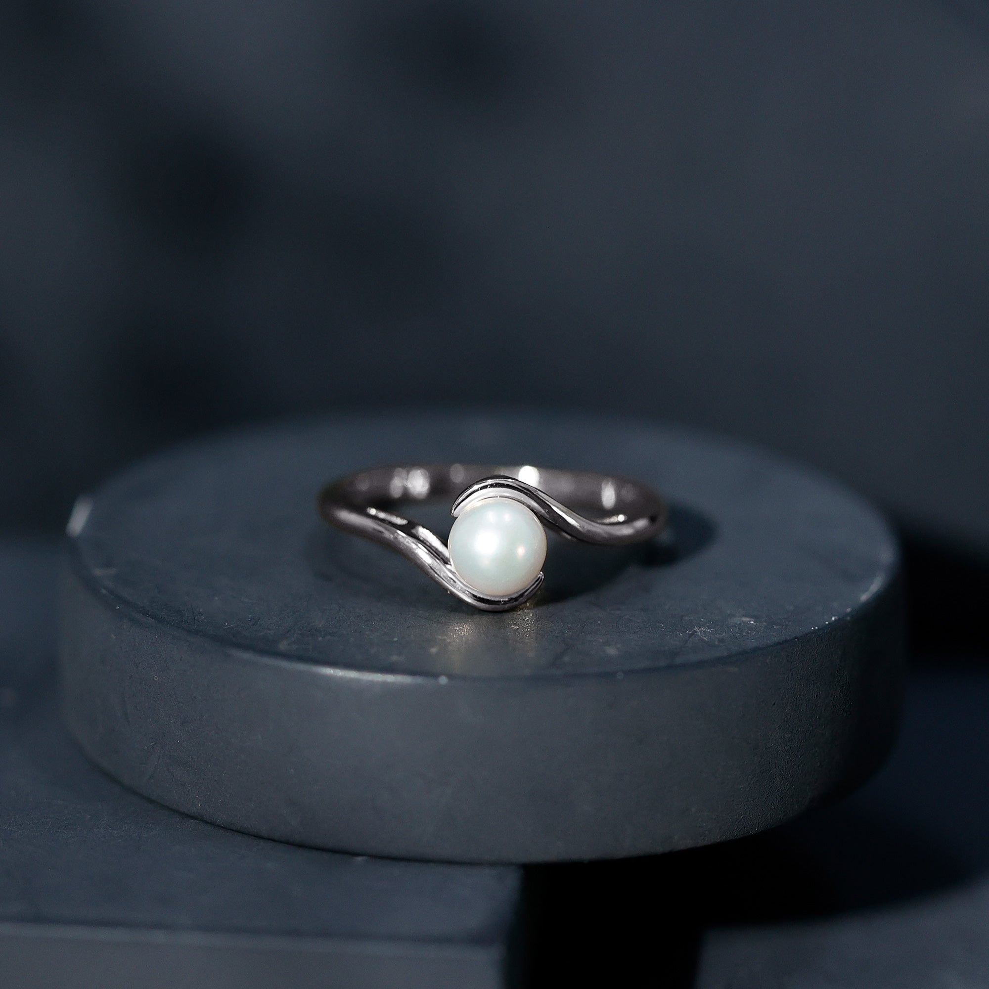 Cultured 2.2 Carat Freshwater Pearl Engagement Ring with Bypass Shank