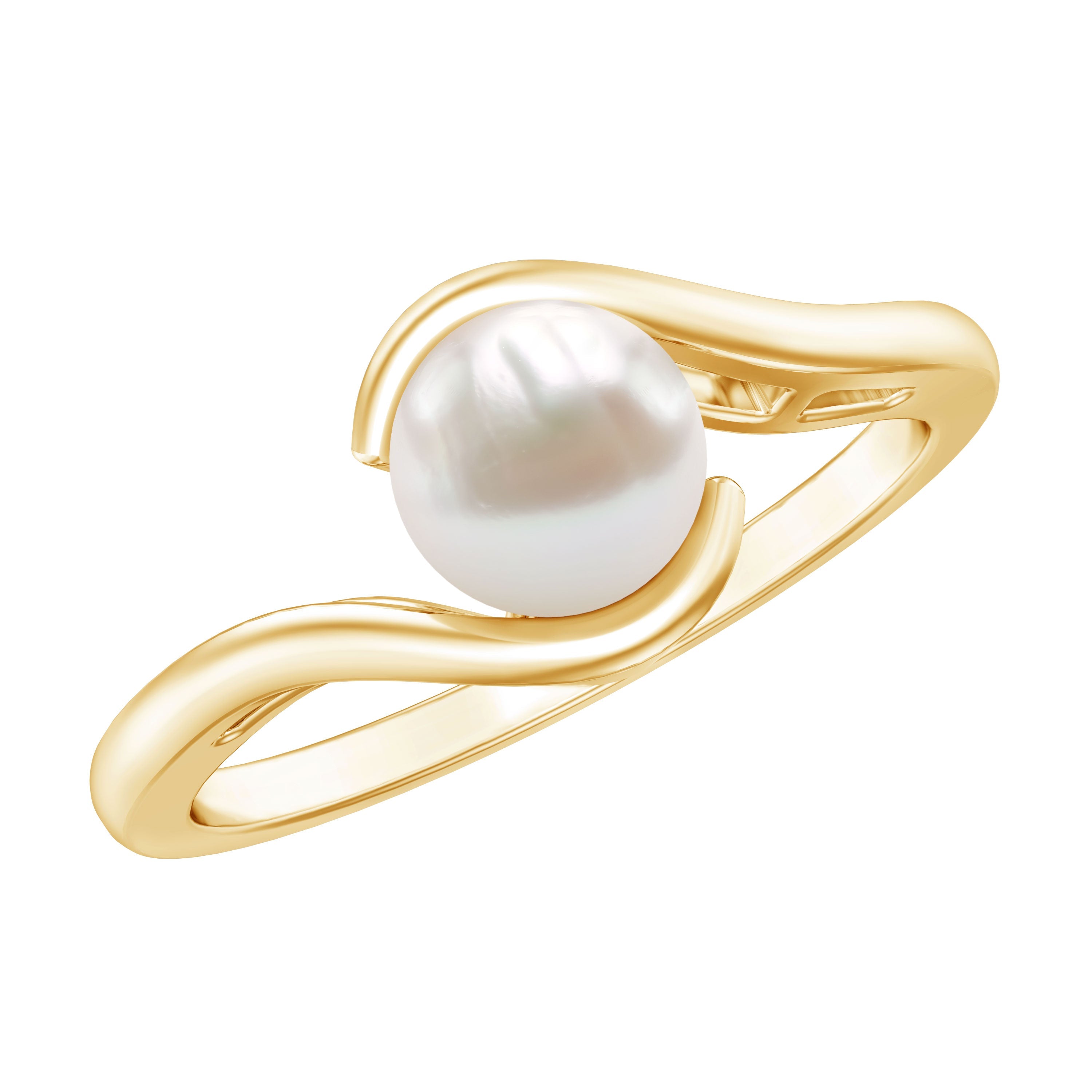 Cultured 2.2 Carat Freshwater Pearl Engagement Ring with Bypass Shank | Rings | Wiccan Center