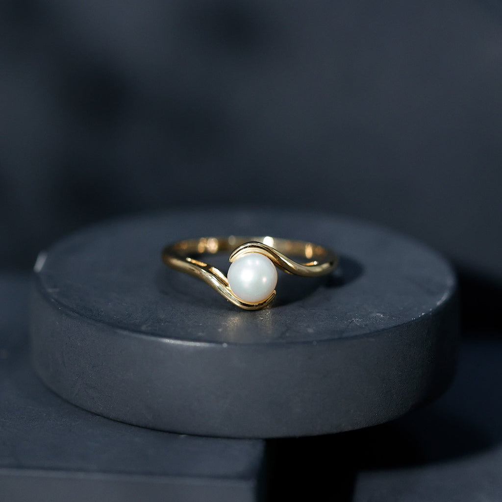 Cultured 2.2 Carat Freshwater Pearl Engagement Ring with Bypass Shank