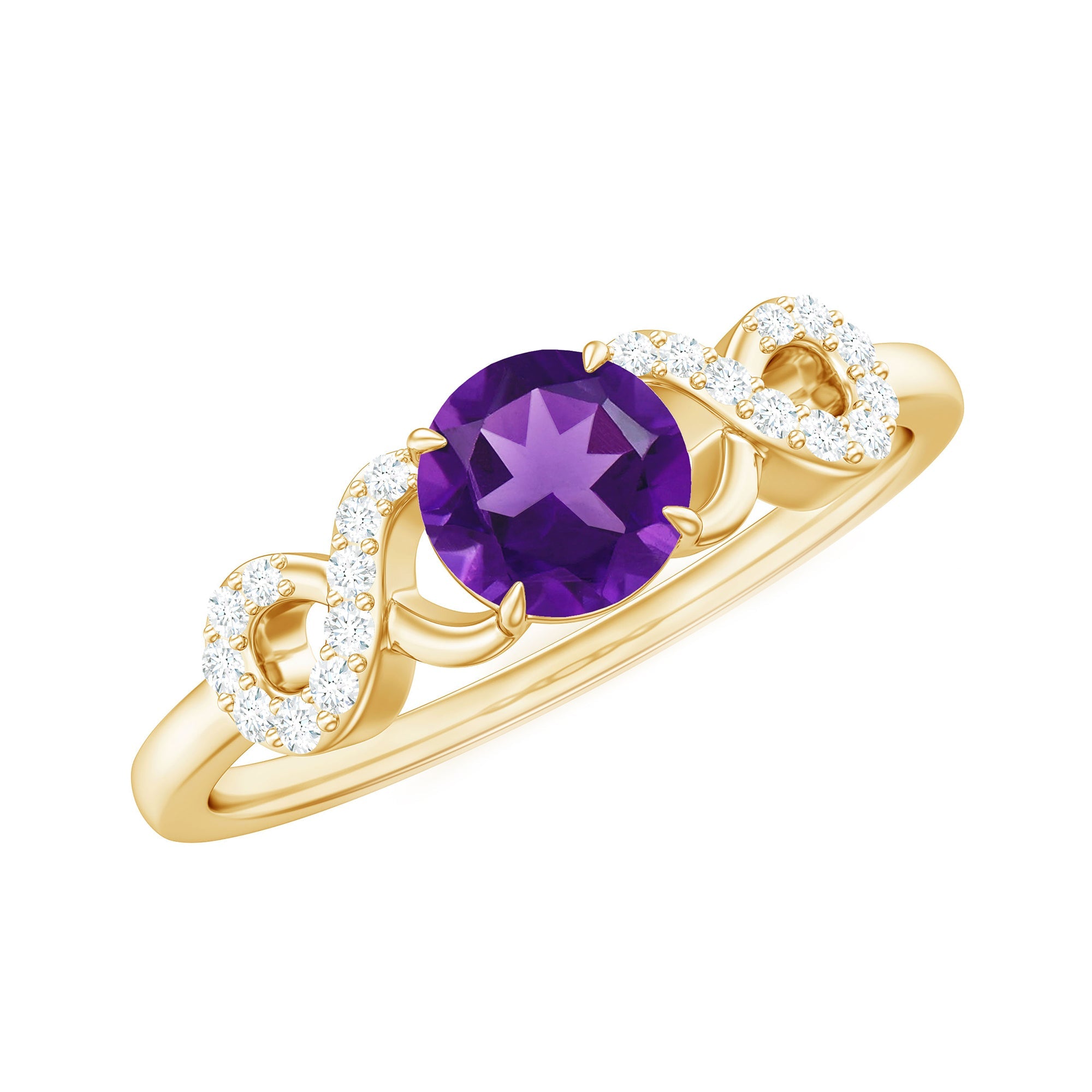 Natural Amethyst Engagement Ring with Diamond Infinity Knot | Rings | Wiccan Center