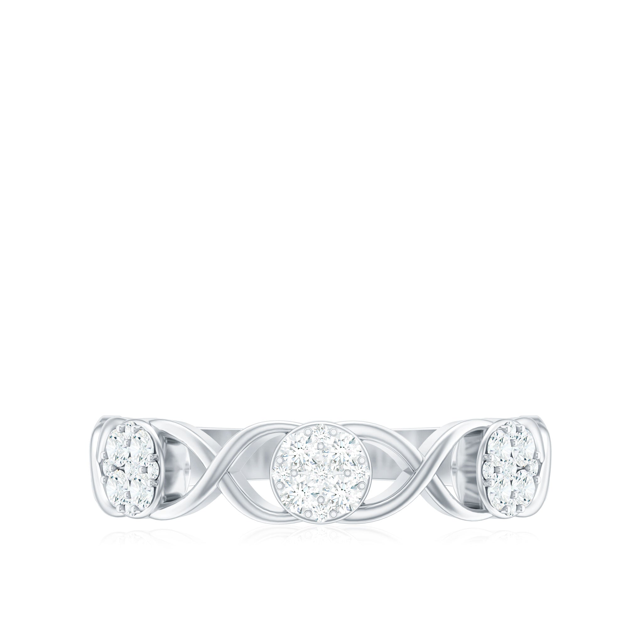 Natural Diamond Infinity Band Ring with Certificate