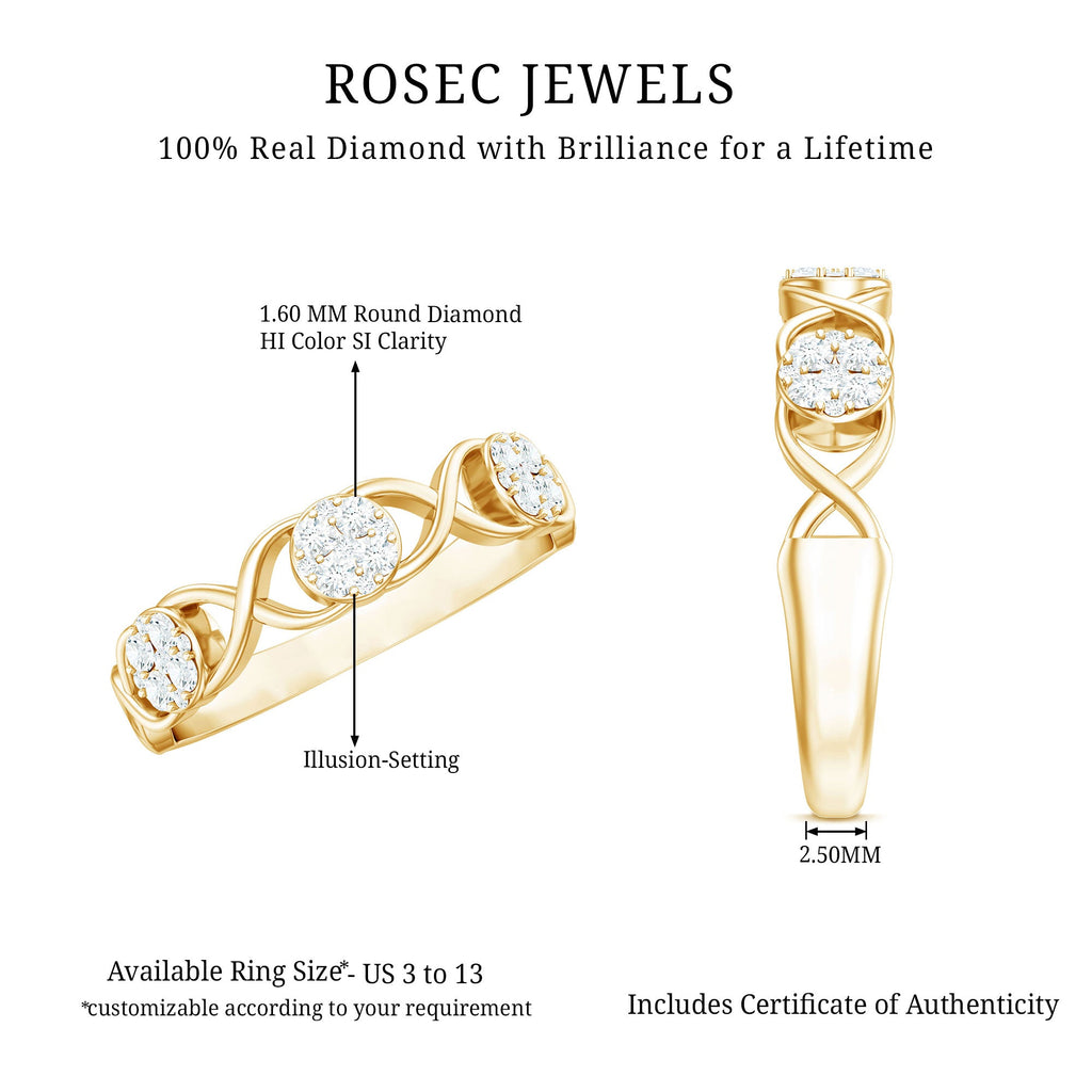 Natural Diamond Infinity Band Ring with Certificate