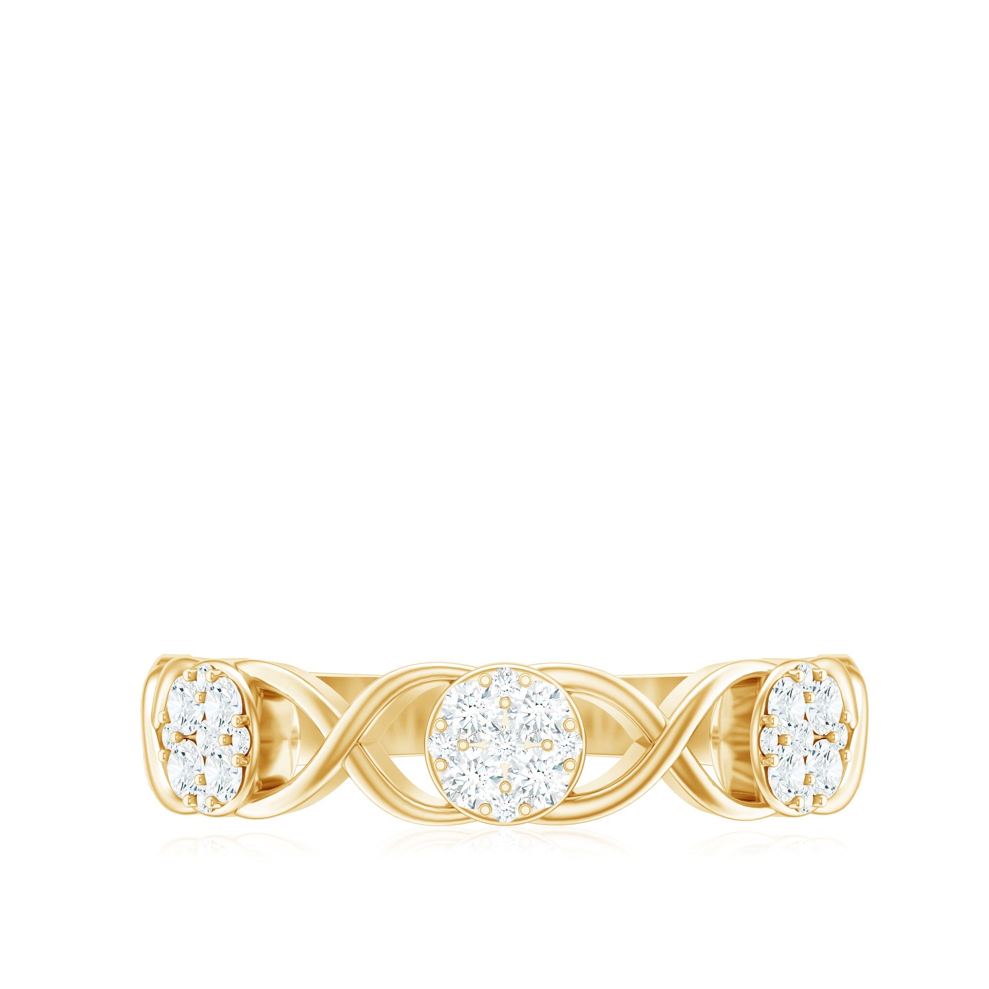 Natural Diamond Infinity Band Ring with Certificate