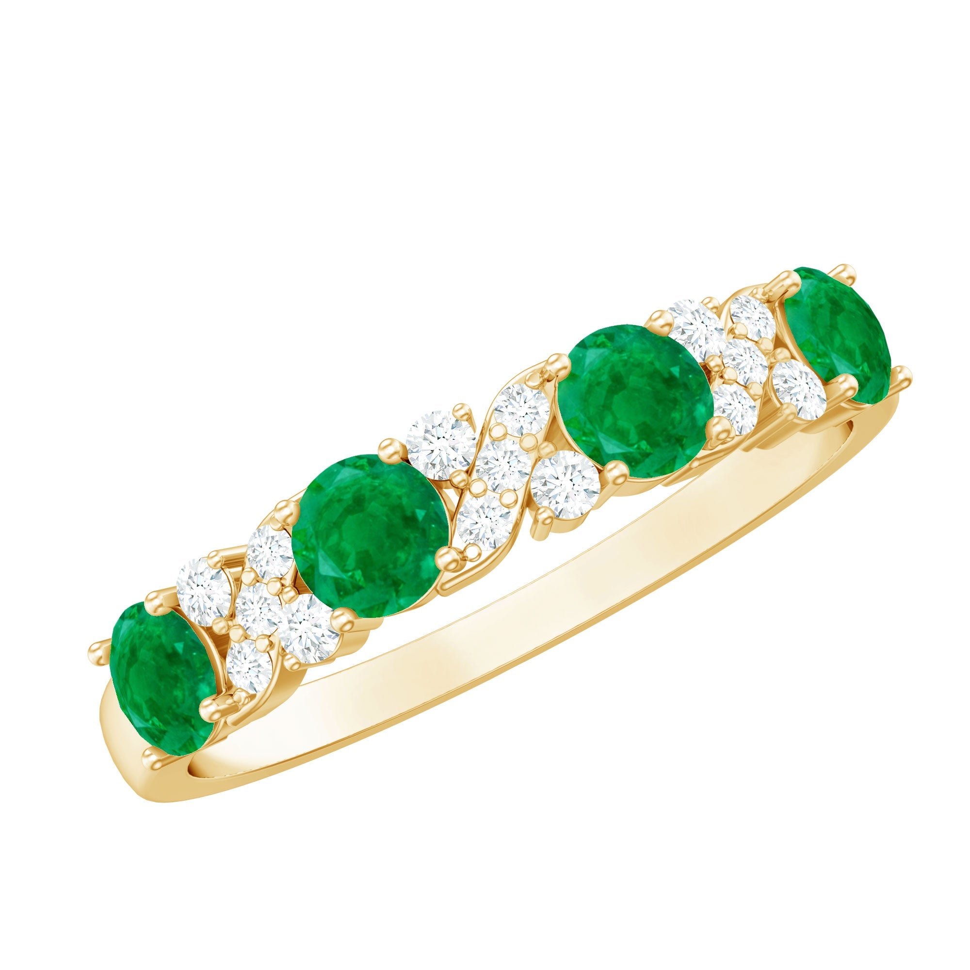 Natural Emerald Diamond Half Eternity Anniversary Band with Certificate | Rings | Wiccan Center