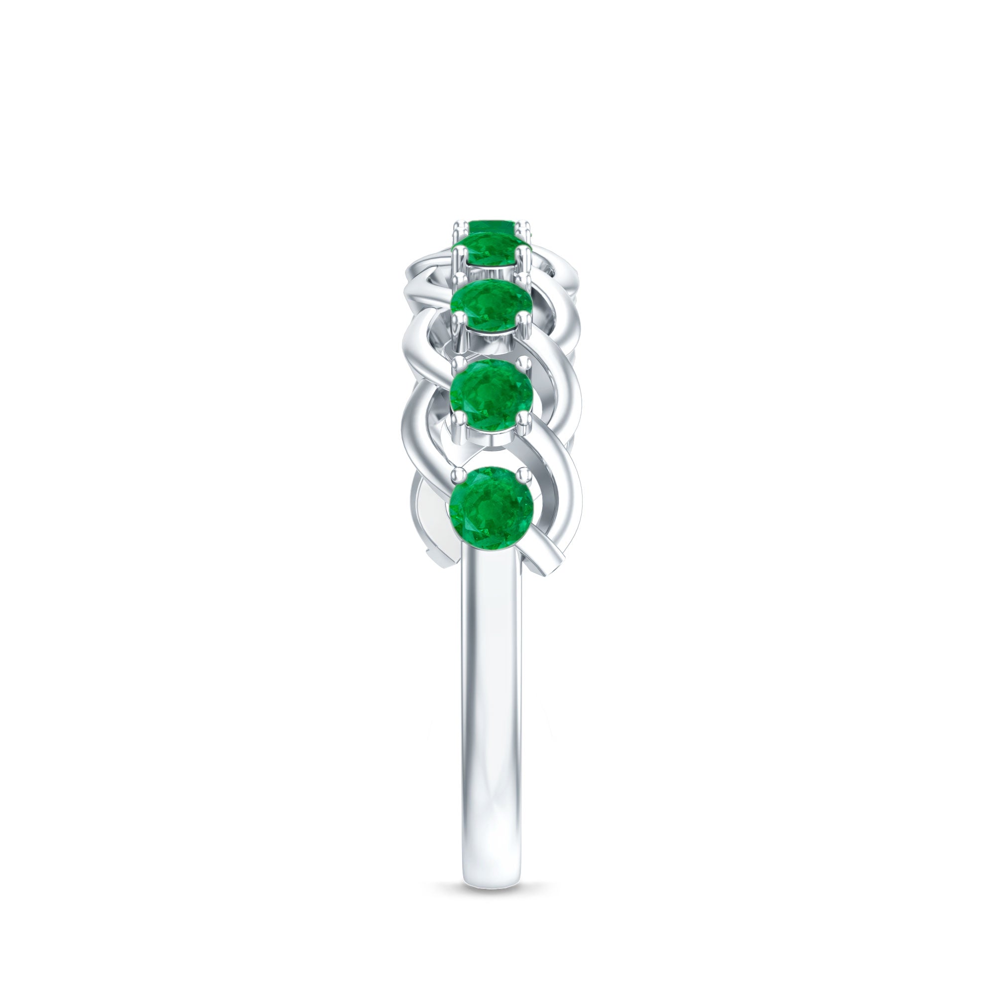 Genuine Green Emerald Braided Half Eternity Band