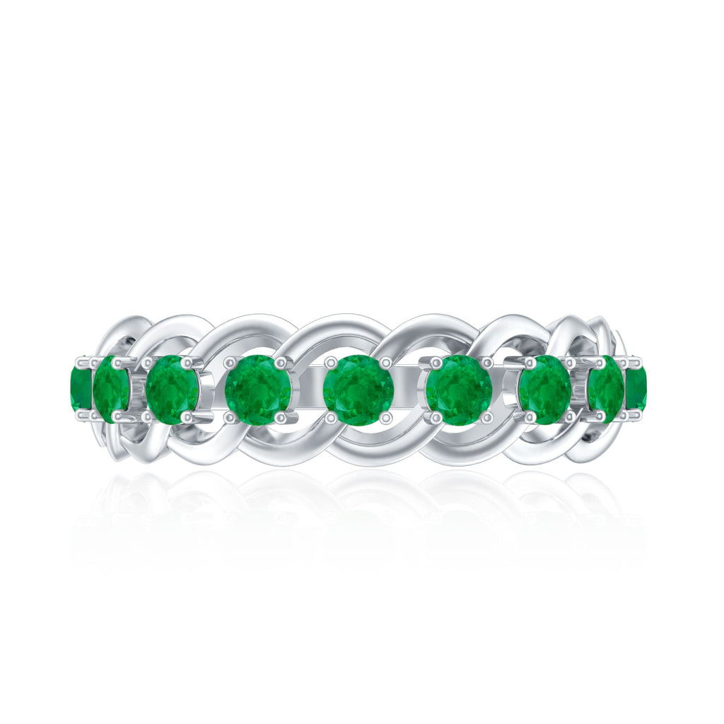 Genuine Green Emerald Braided Half Eternity Band