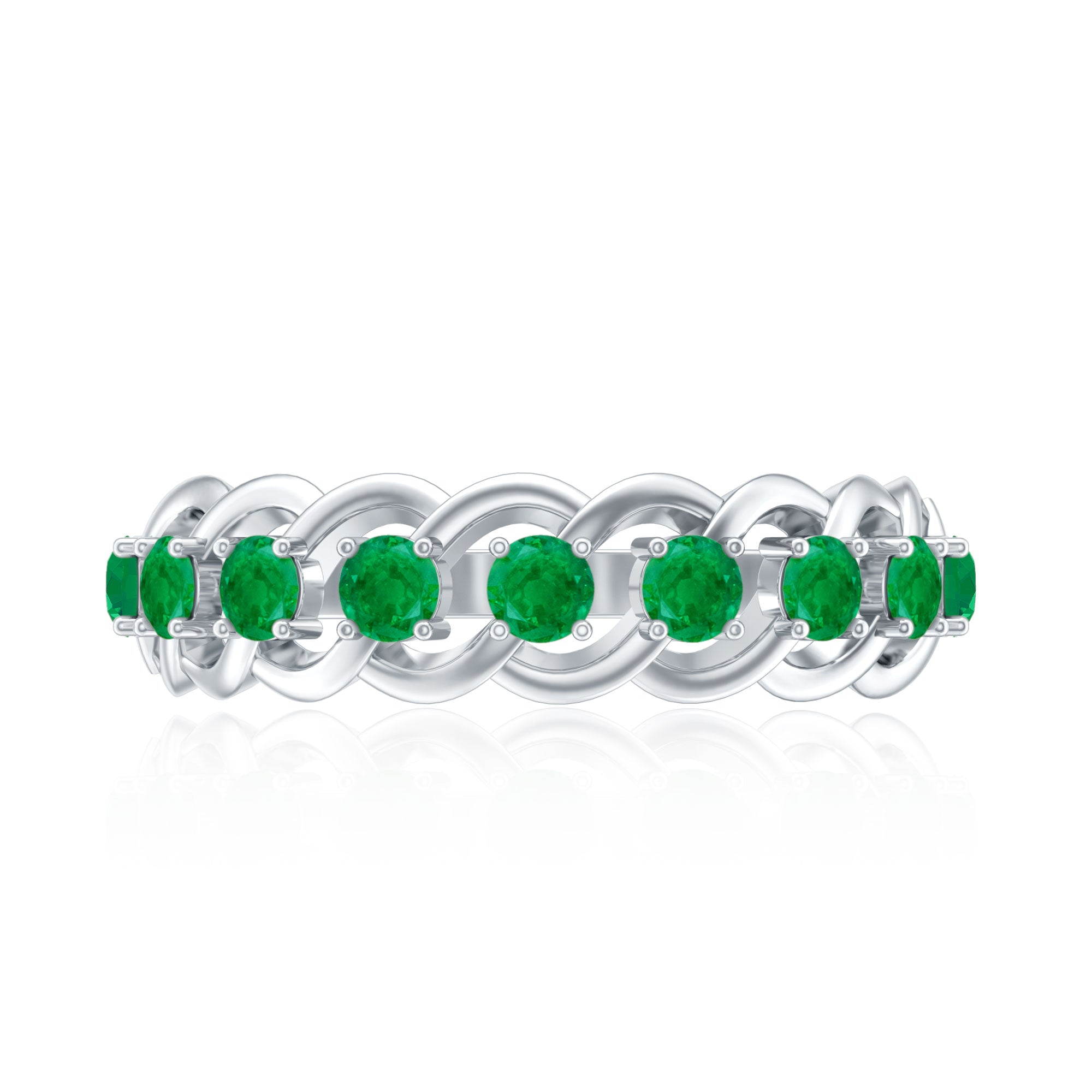 Genuine Green Emerald Braided Half Eternity Band